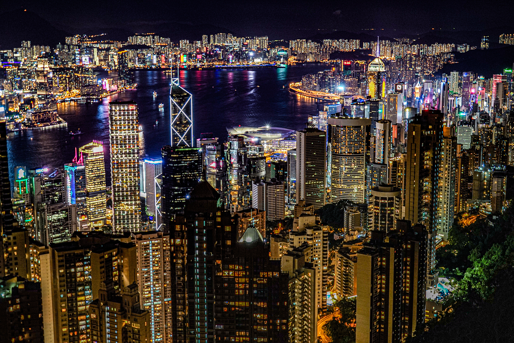 hong kong night view seen from victoria peak