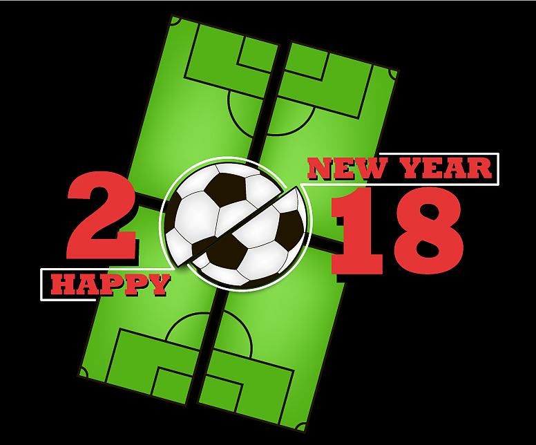 happy new year and soccer ball