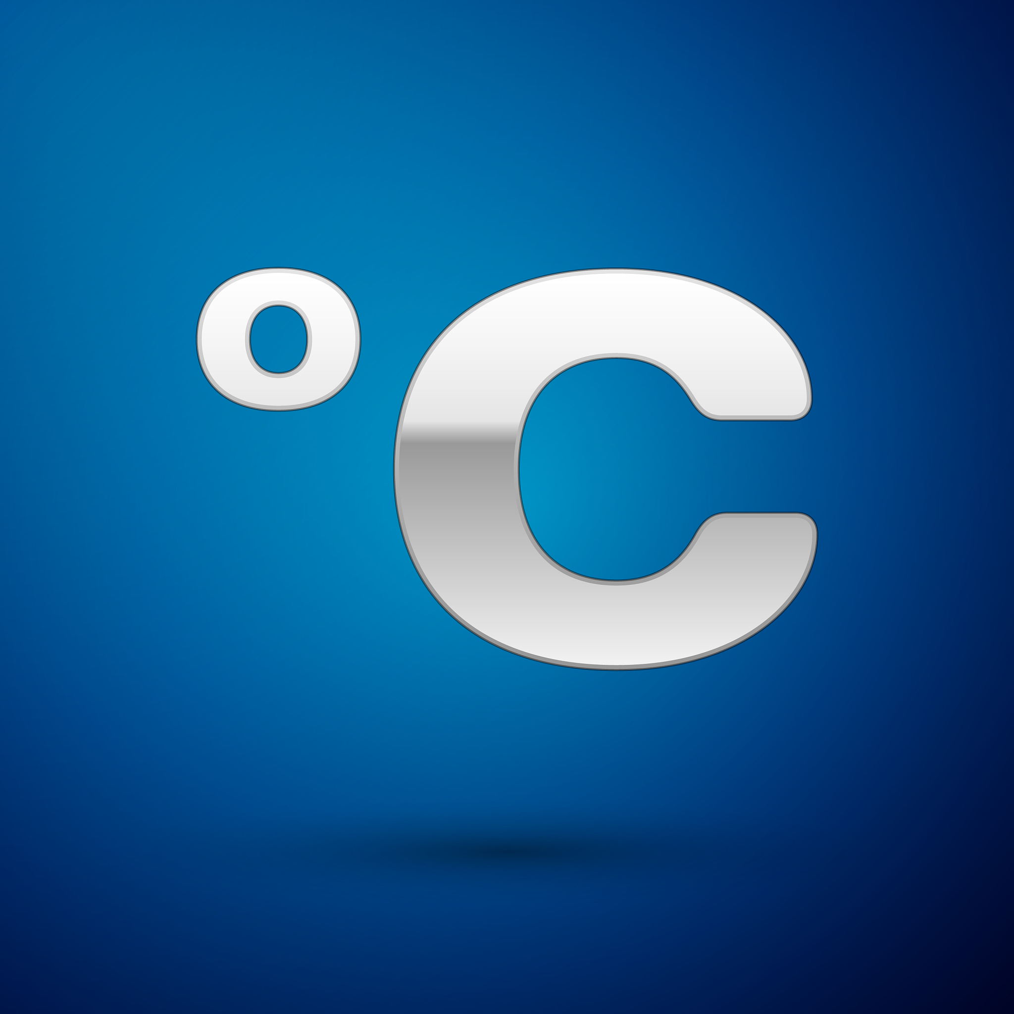 silver celsius icon isolated on blue background