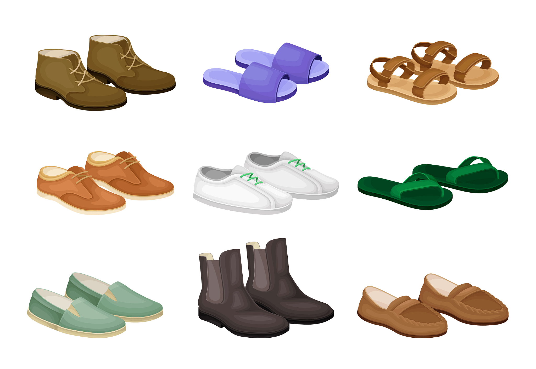 men shoes and sandals made leather and textile