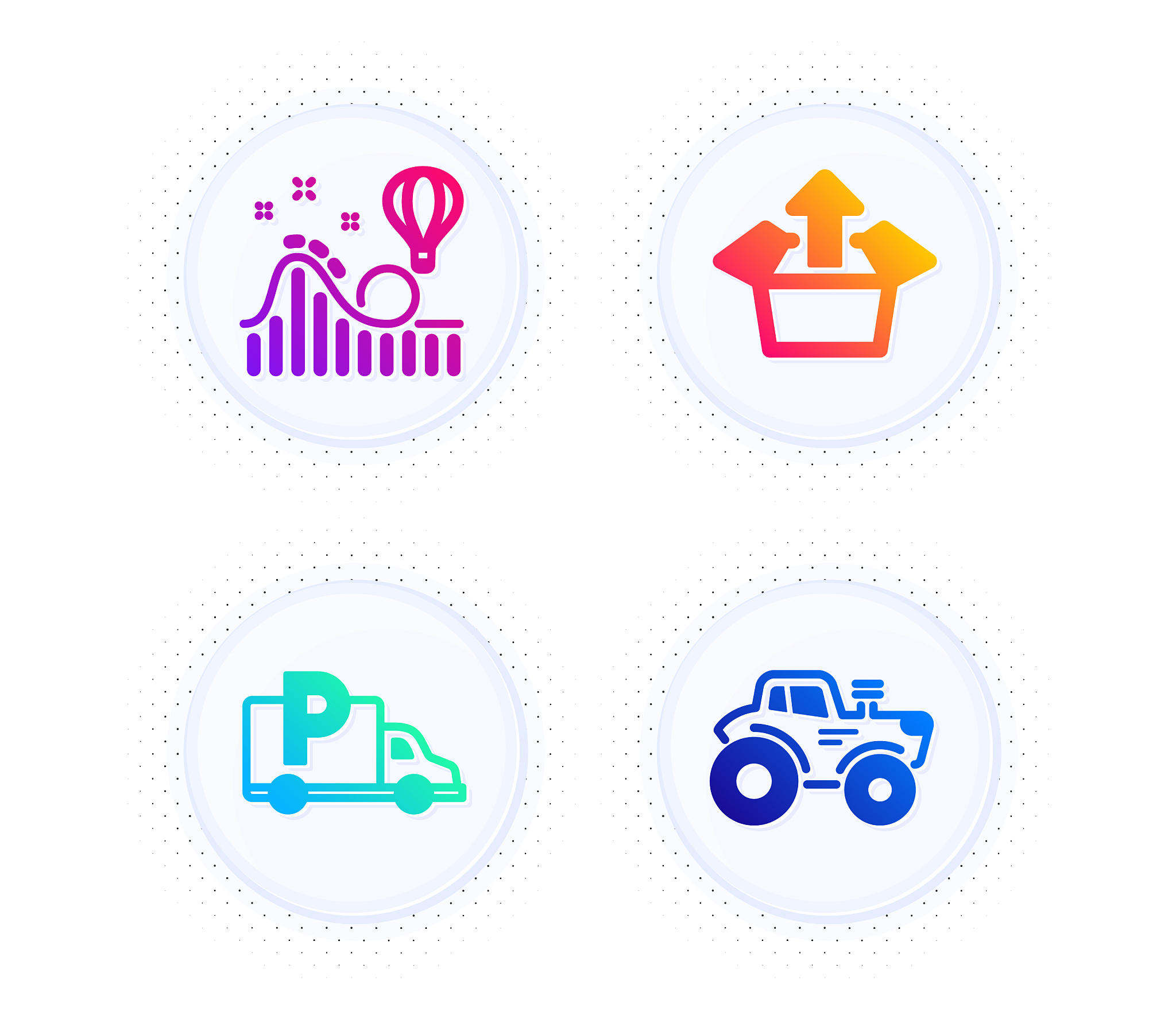 truck parking roller coaster and send box icons