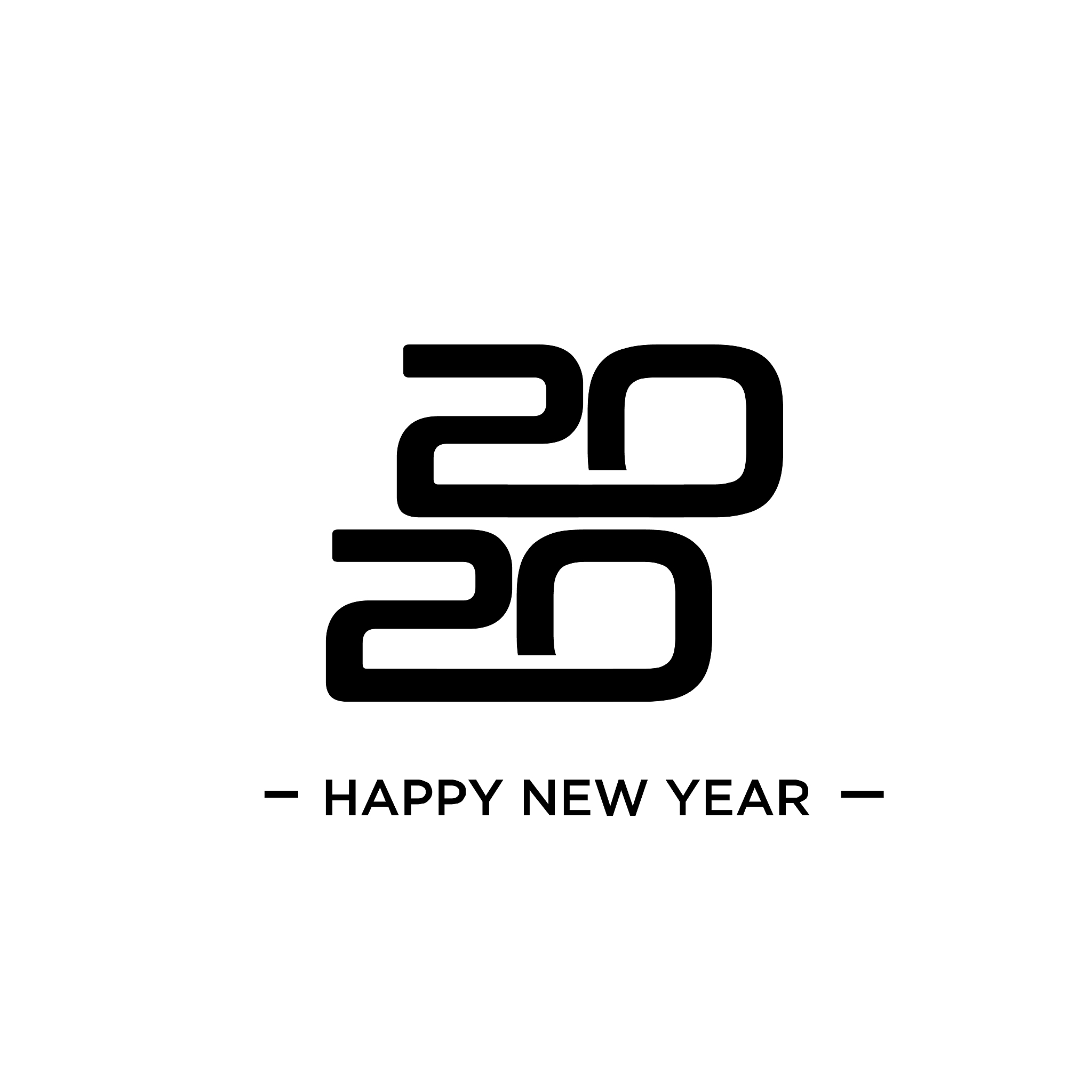 2020 number happy new year flat illustration