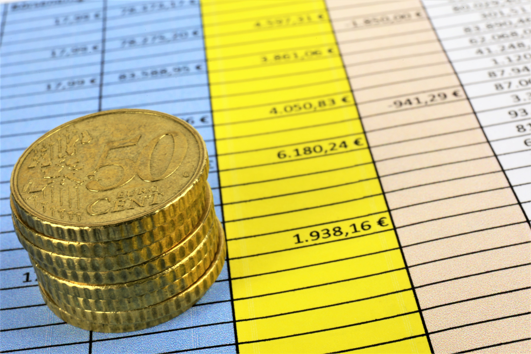 an concept image of money, calculator, pen
