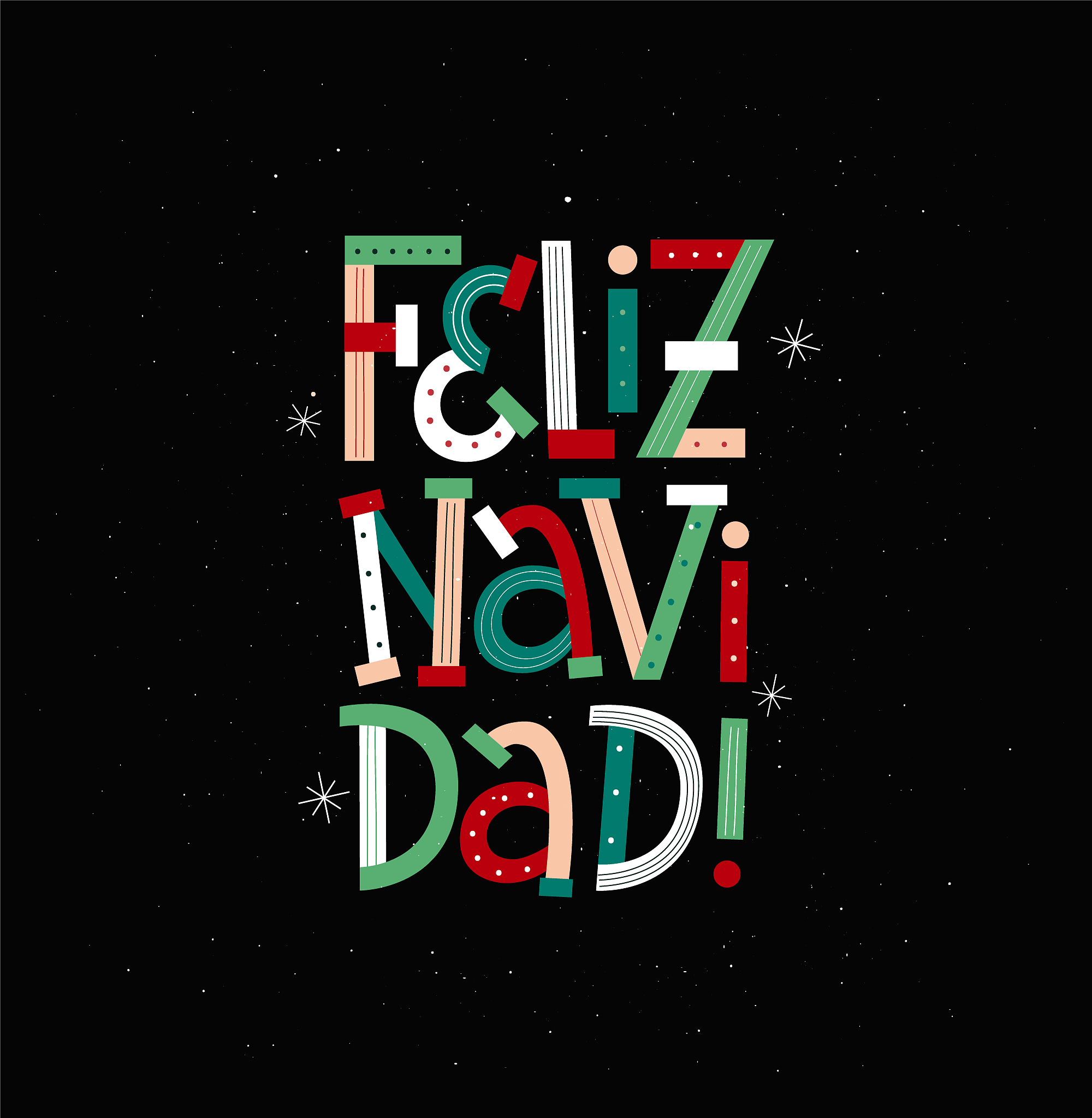 merry christmas in spanish modern typography card