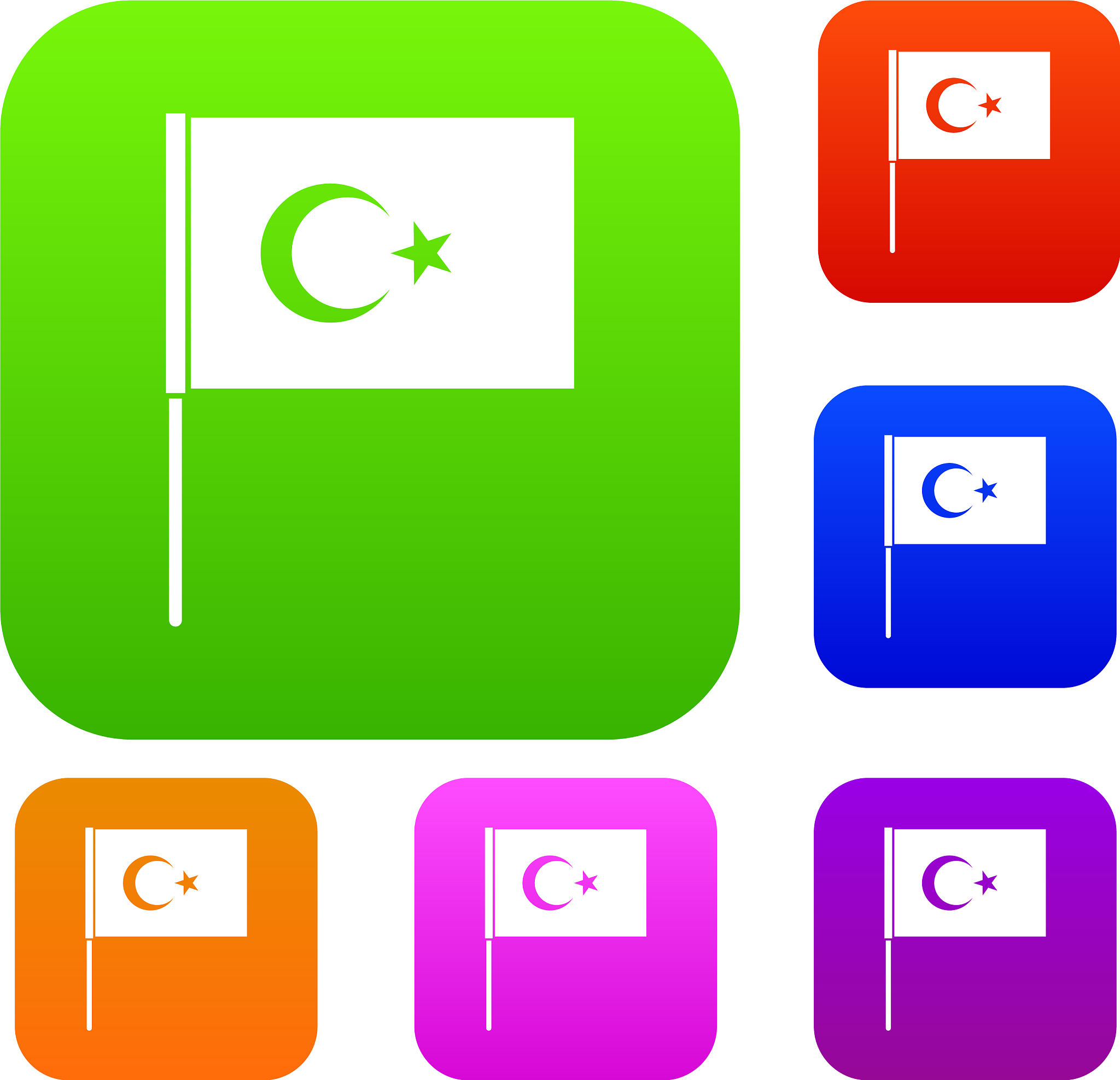 turkish flag set color collection