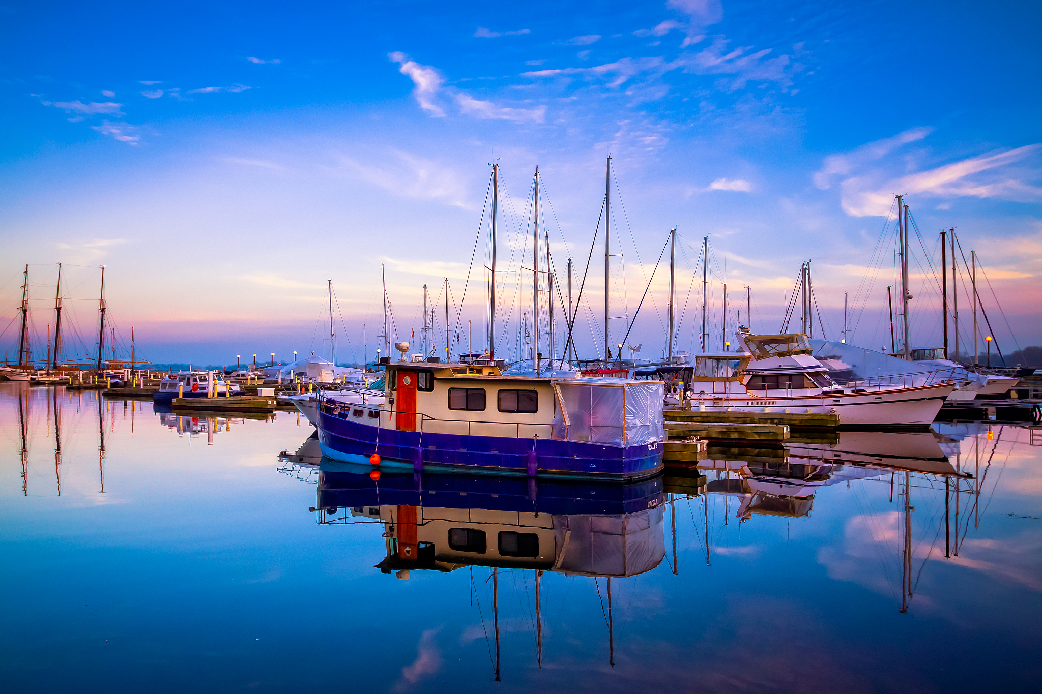 blue hour at toronto harbor