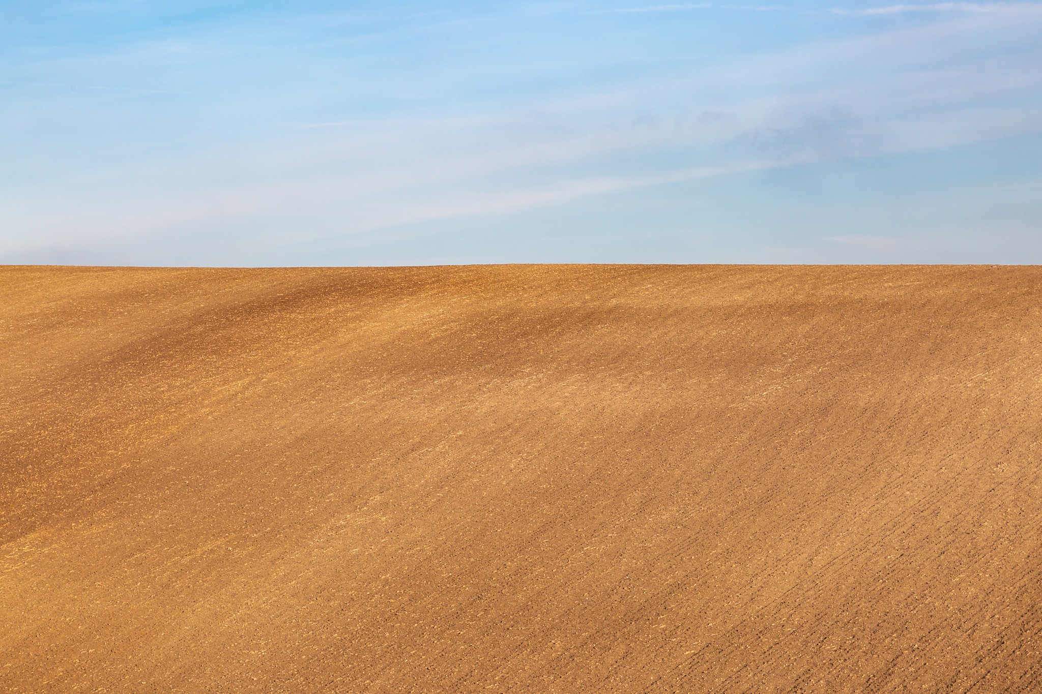 a brown field and blue sky