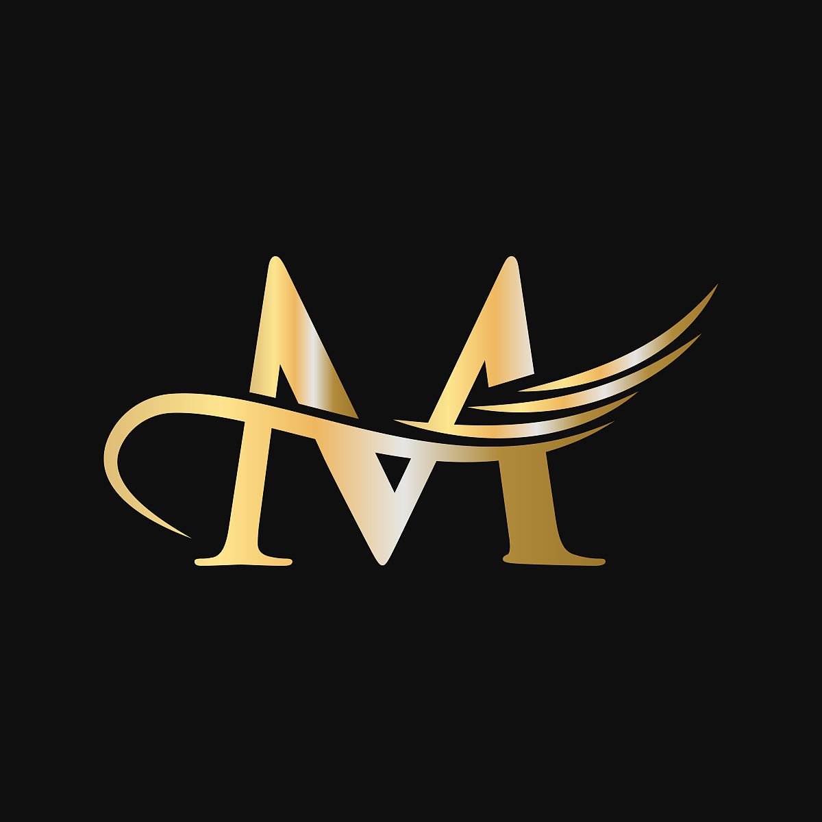 字母m标志设计模板.m字母企业标志和公司形象载体以金,时尚,翼为概念
