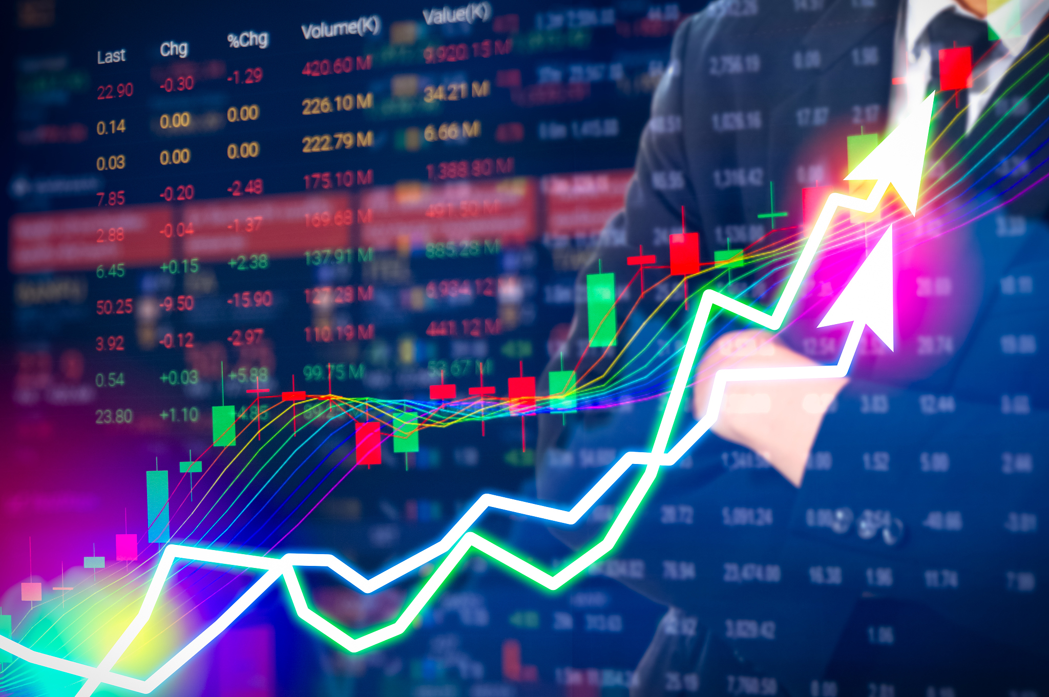 stock market digital graph chart on led display concept. a large