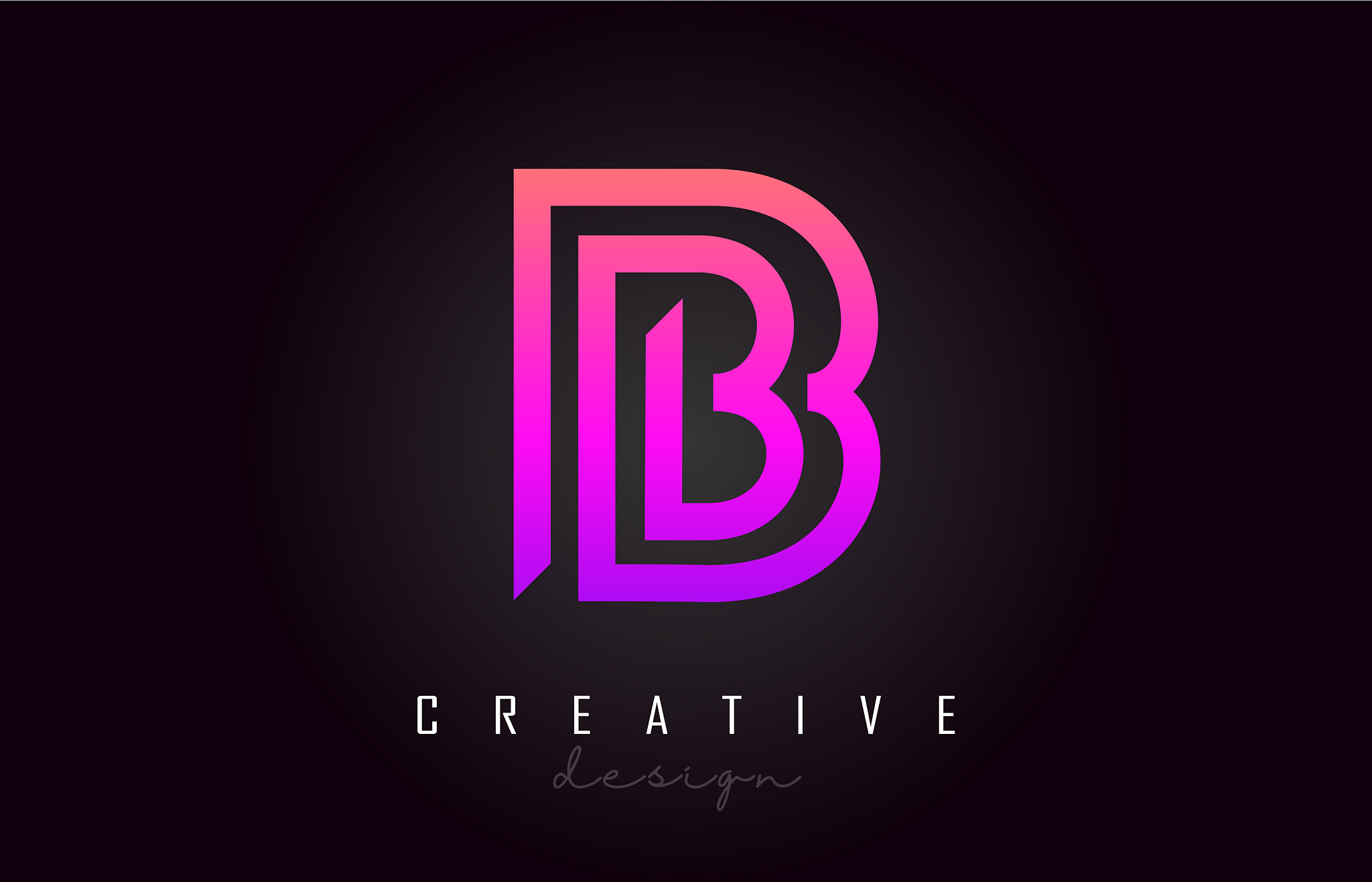 b purple letter logo monogram design creative b