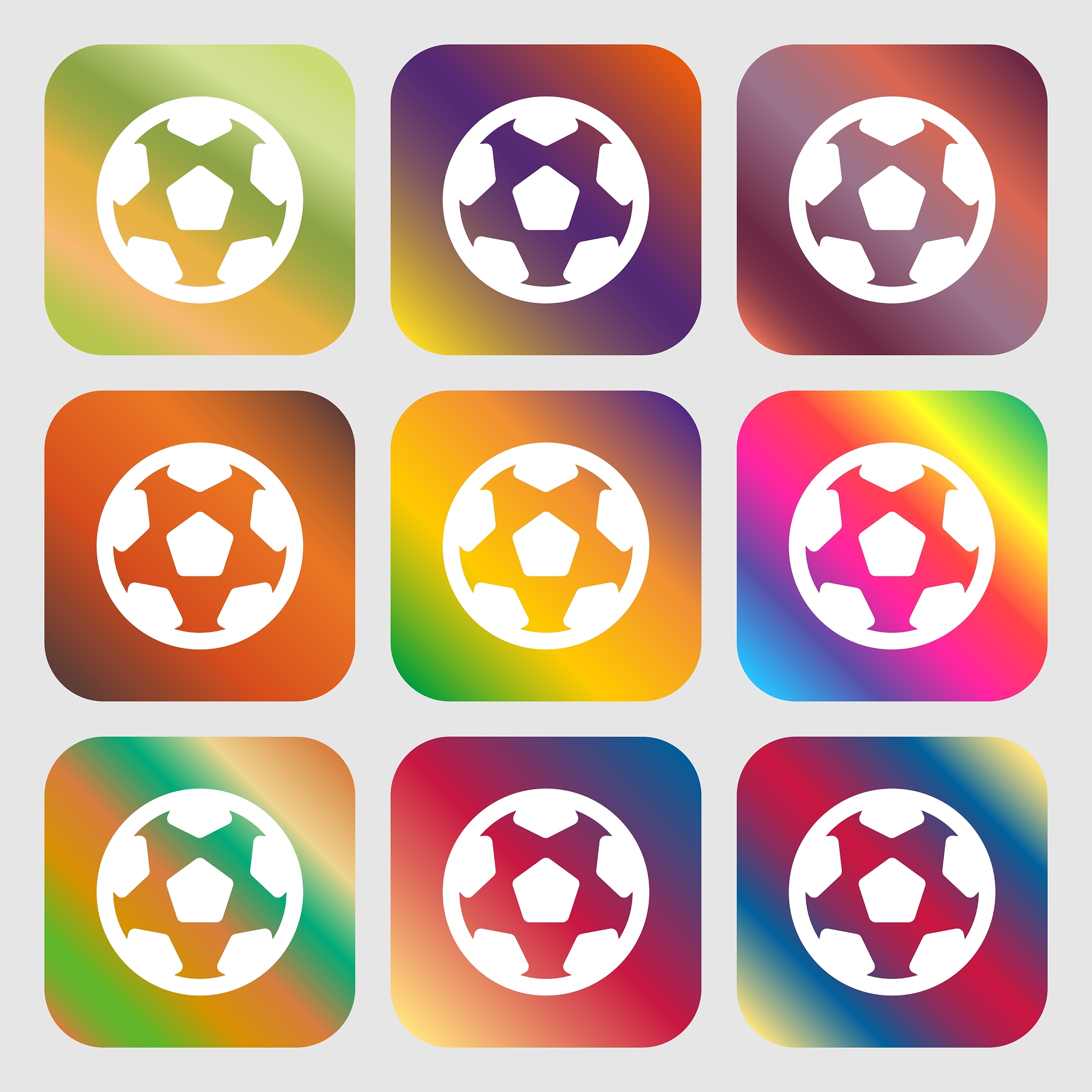 football soccerball icon sign nine buttons with