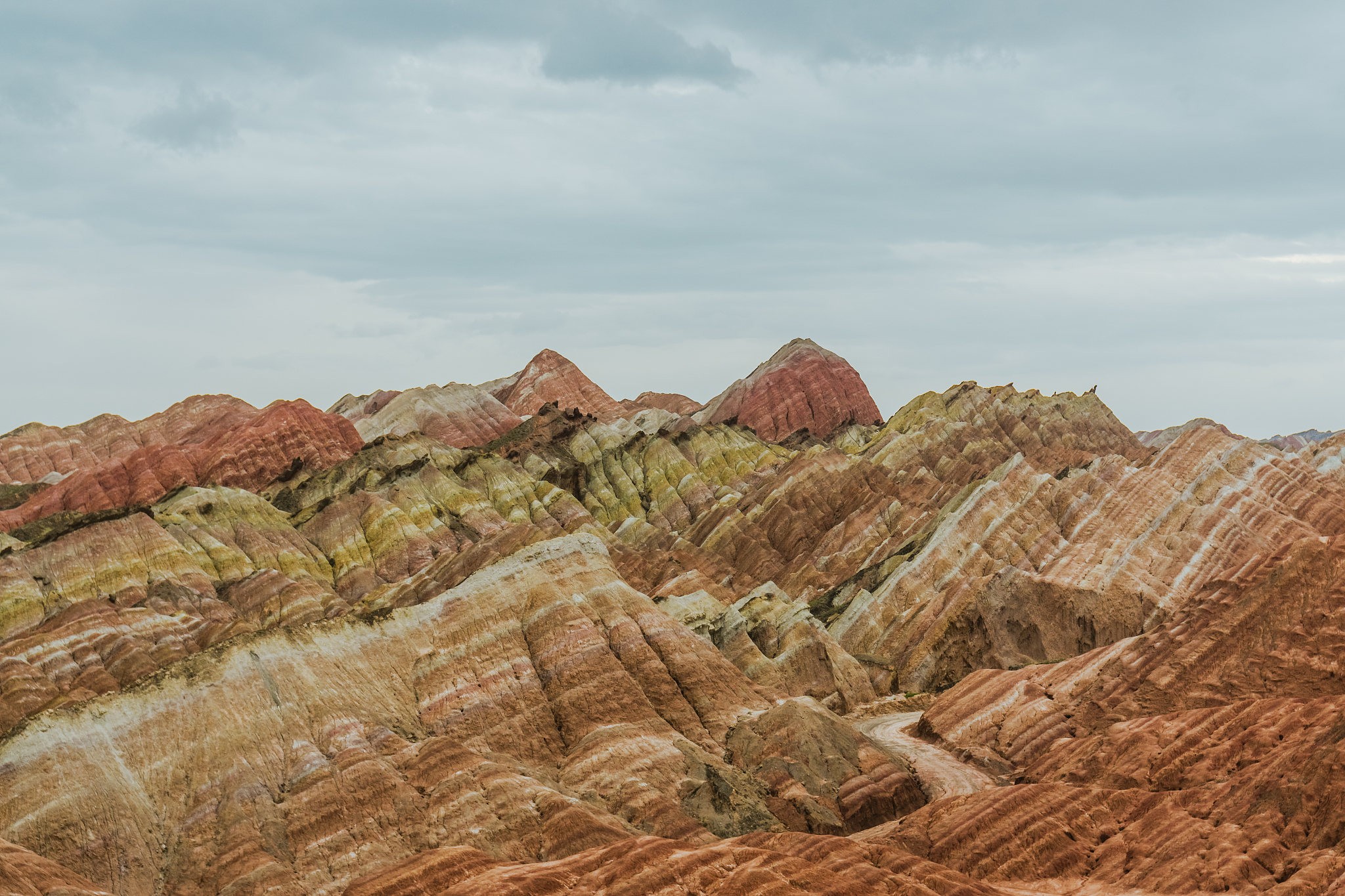 view of colourful mountains of the zhangye national geopark, chi