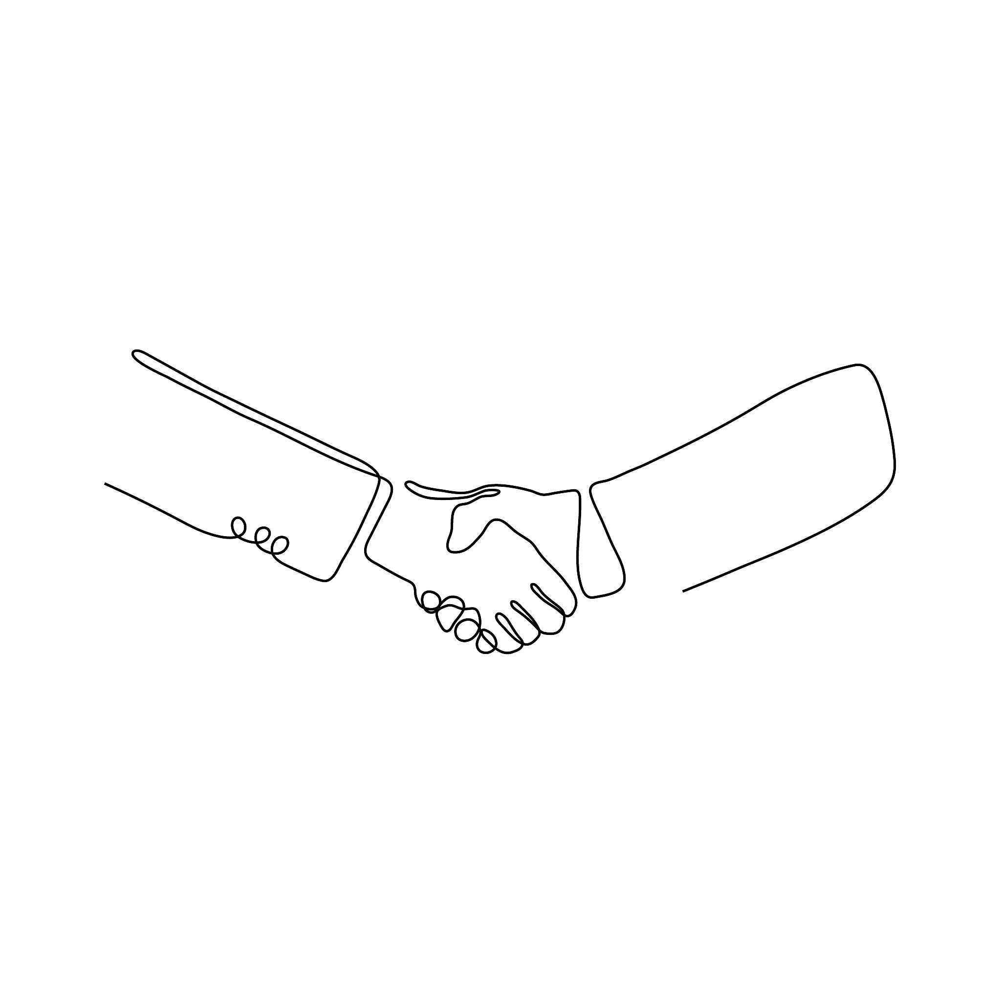 one line handshake head design silhouette. hand drawn minimalism