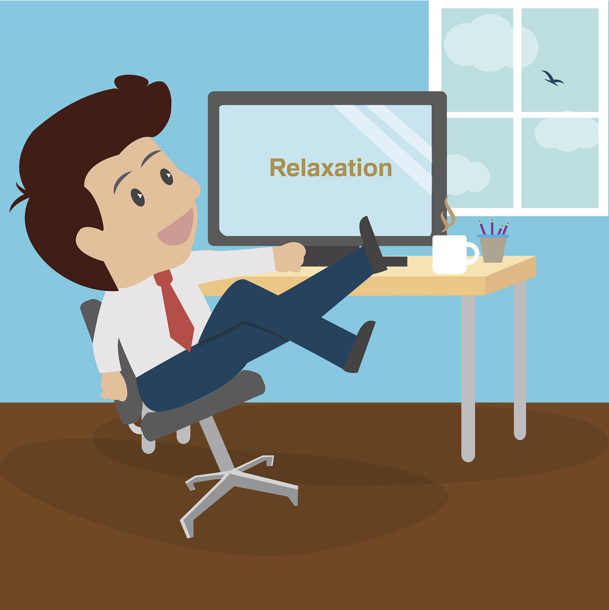 business man relaxed at office on a desk.