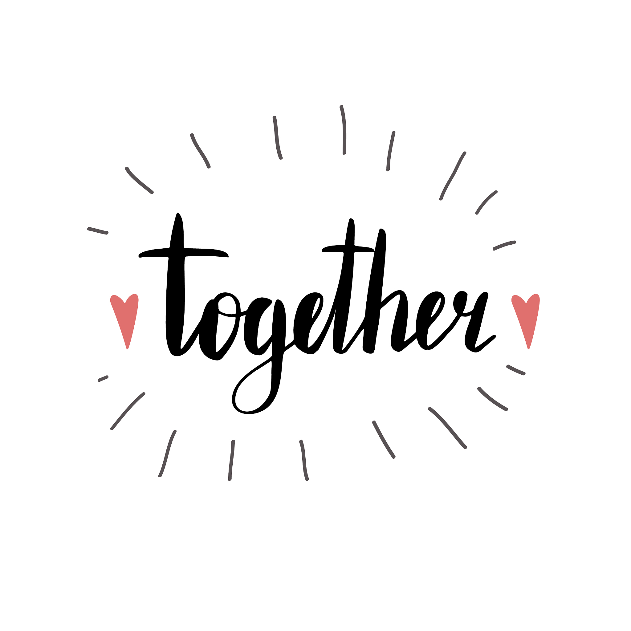 together calligraphy brush isolated on a white