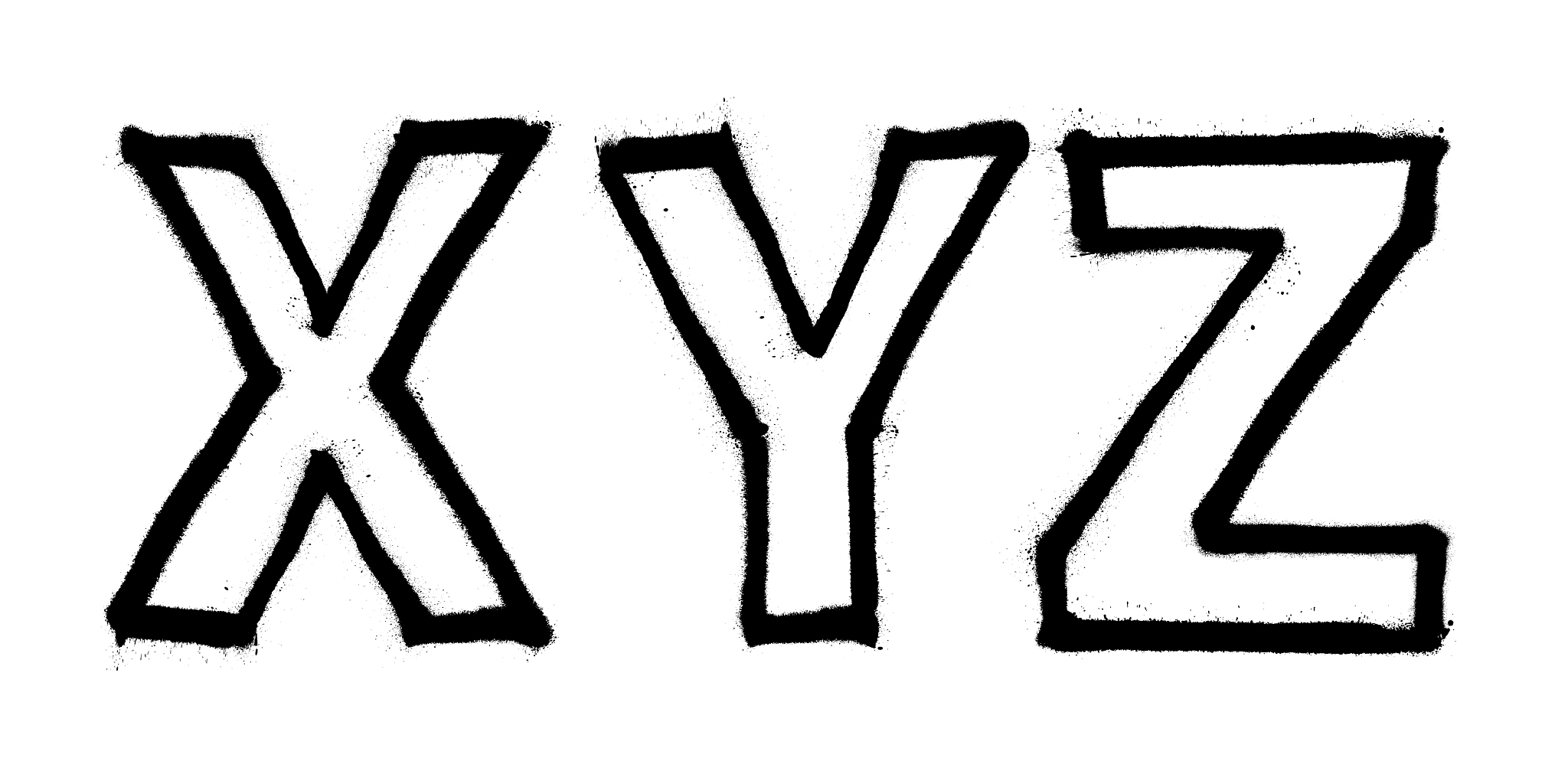 graffiti spray font alphabet with a spray in black