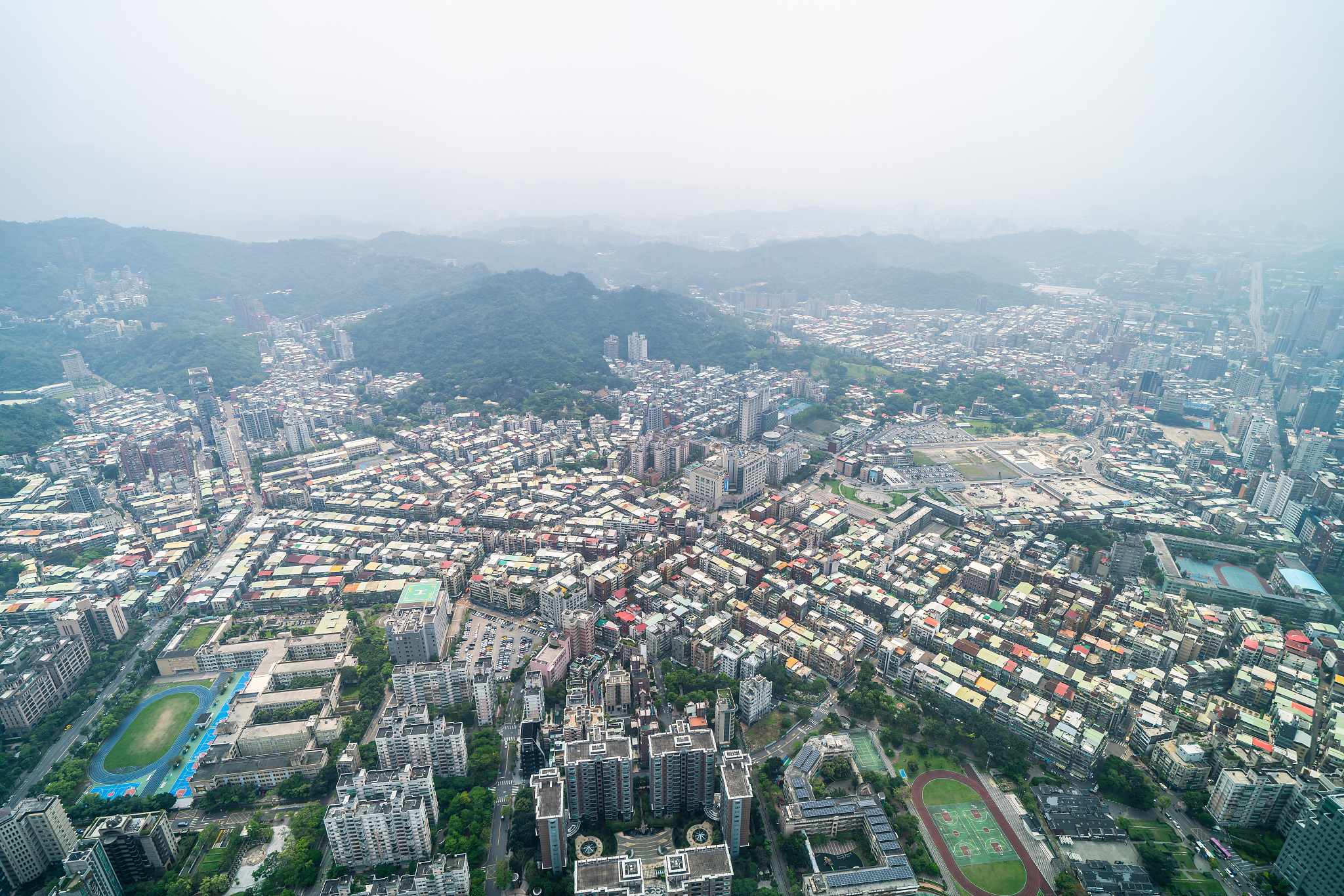 panoramic modern city view in taipei, taiwan