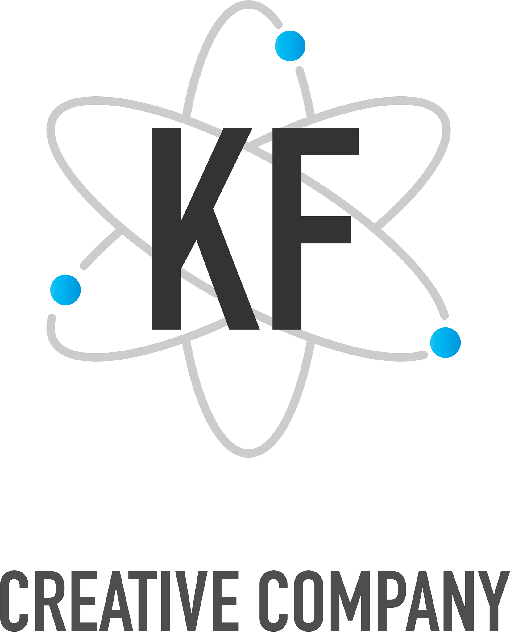 initial letter kf atom neutron design logo