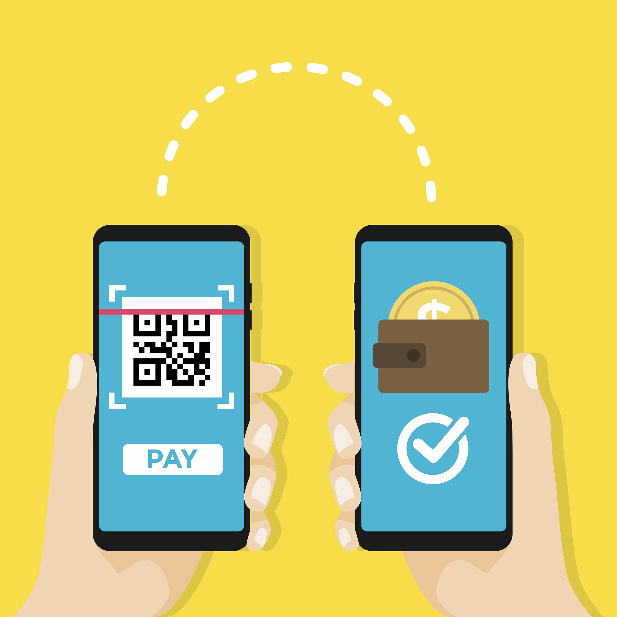 transfer money by qr code, mobile payment.