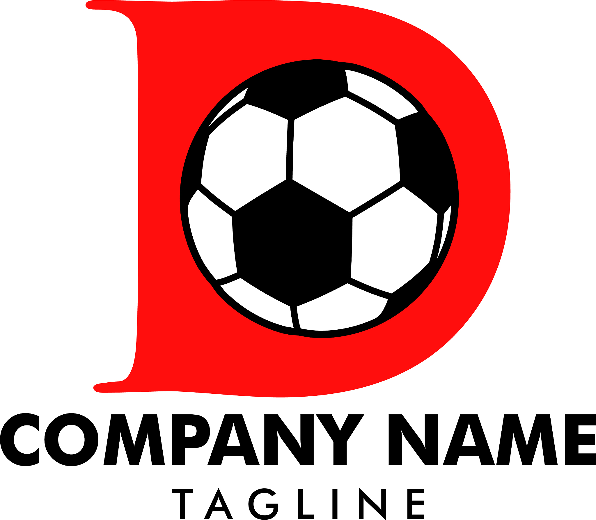 d letter logo football ball logo design