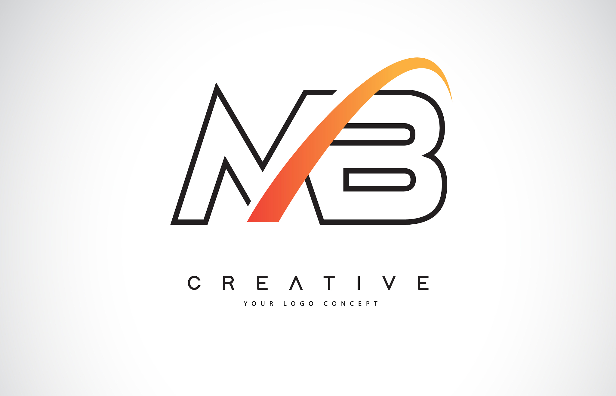 mb m b swoosh letter logo design with modern