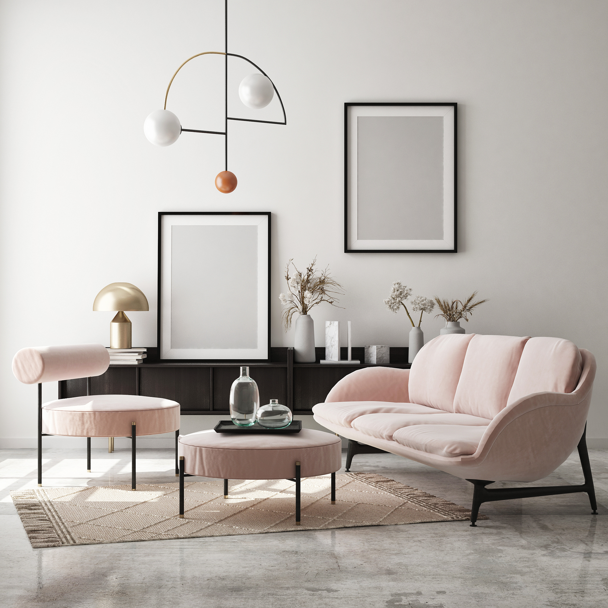 mock up poster frame in modern interior background, scandinavian
