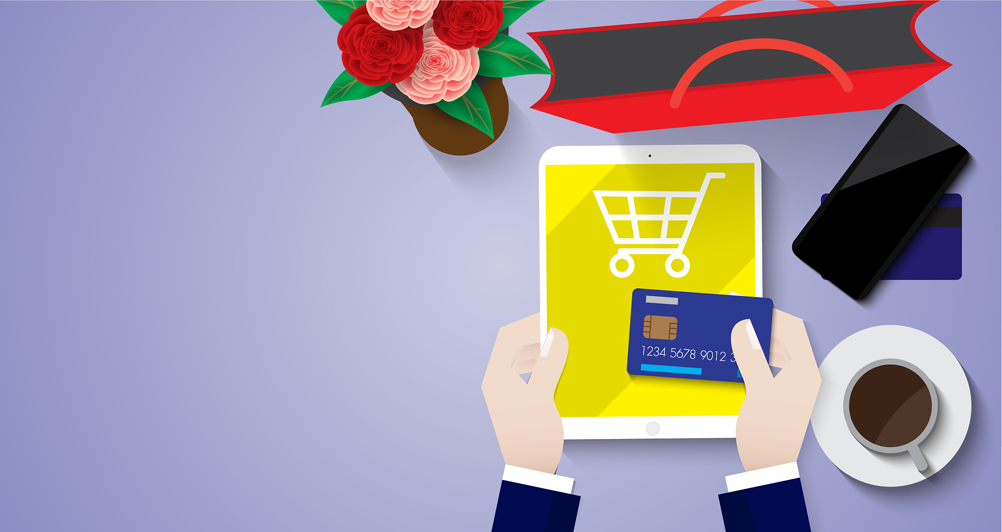 online shopping sale with taplet by credit card