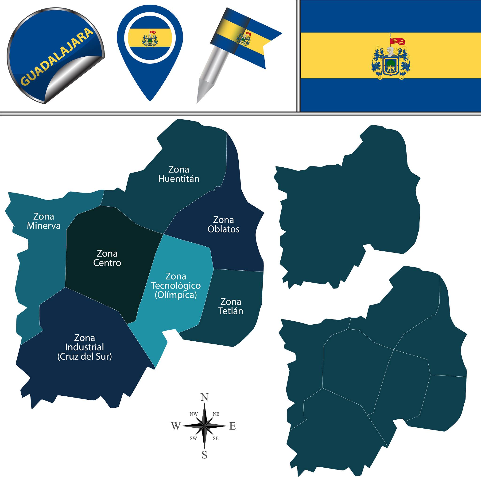 map of guadalajara with zonas