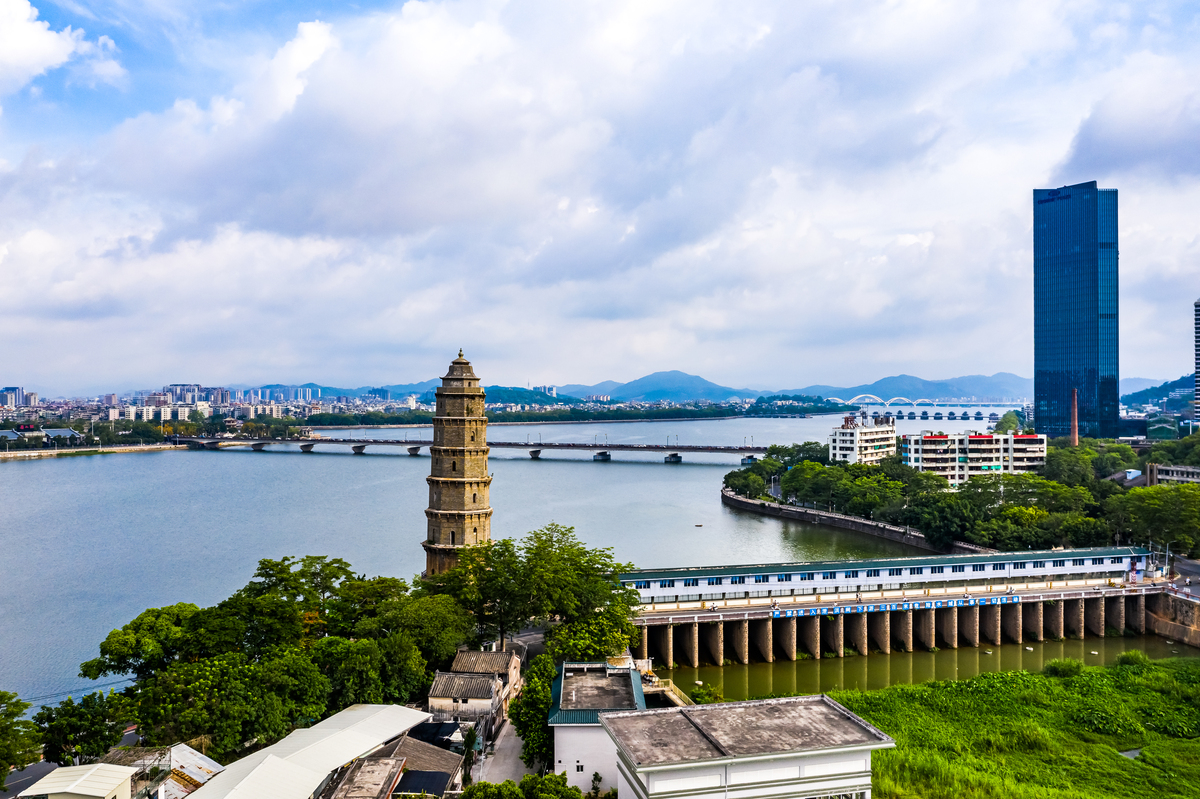 中国亚洲广东省潮州市的航空摄影