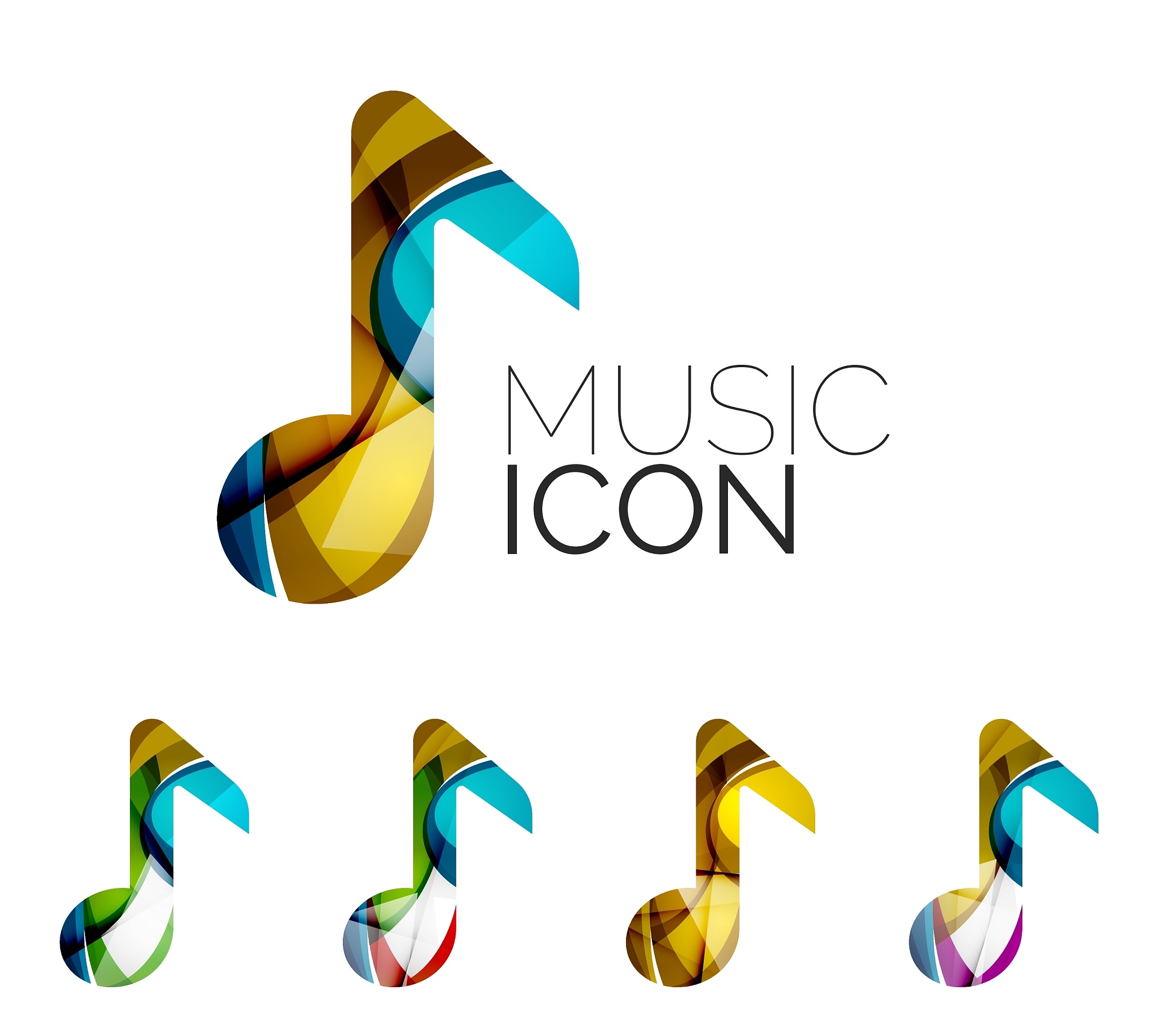 set of abstract music note icon business logotype