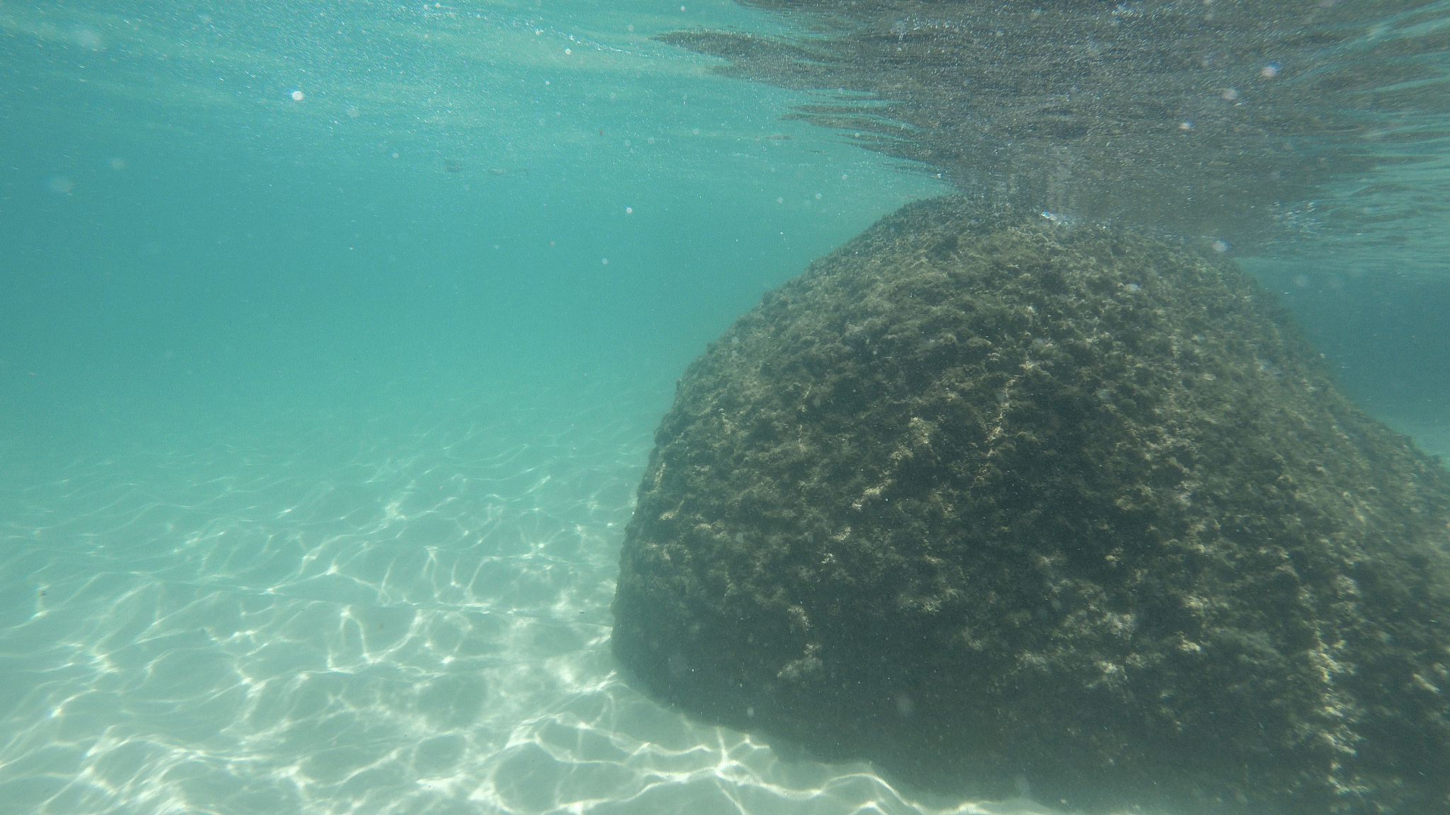 rock inside sea
