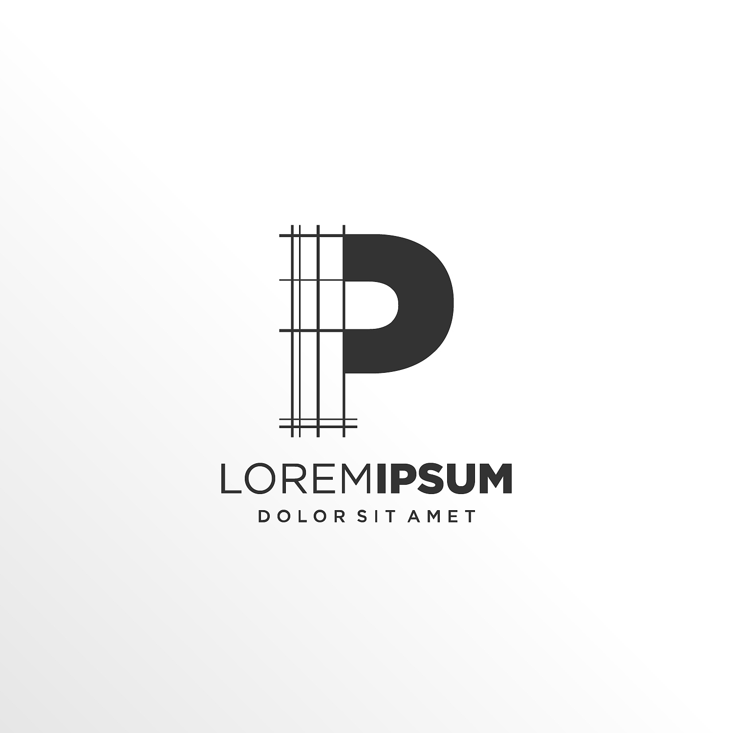 letter p logo design with architecture element