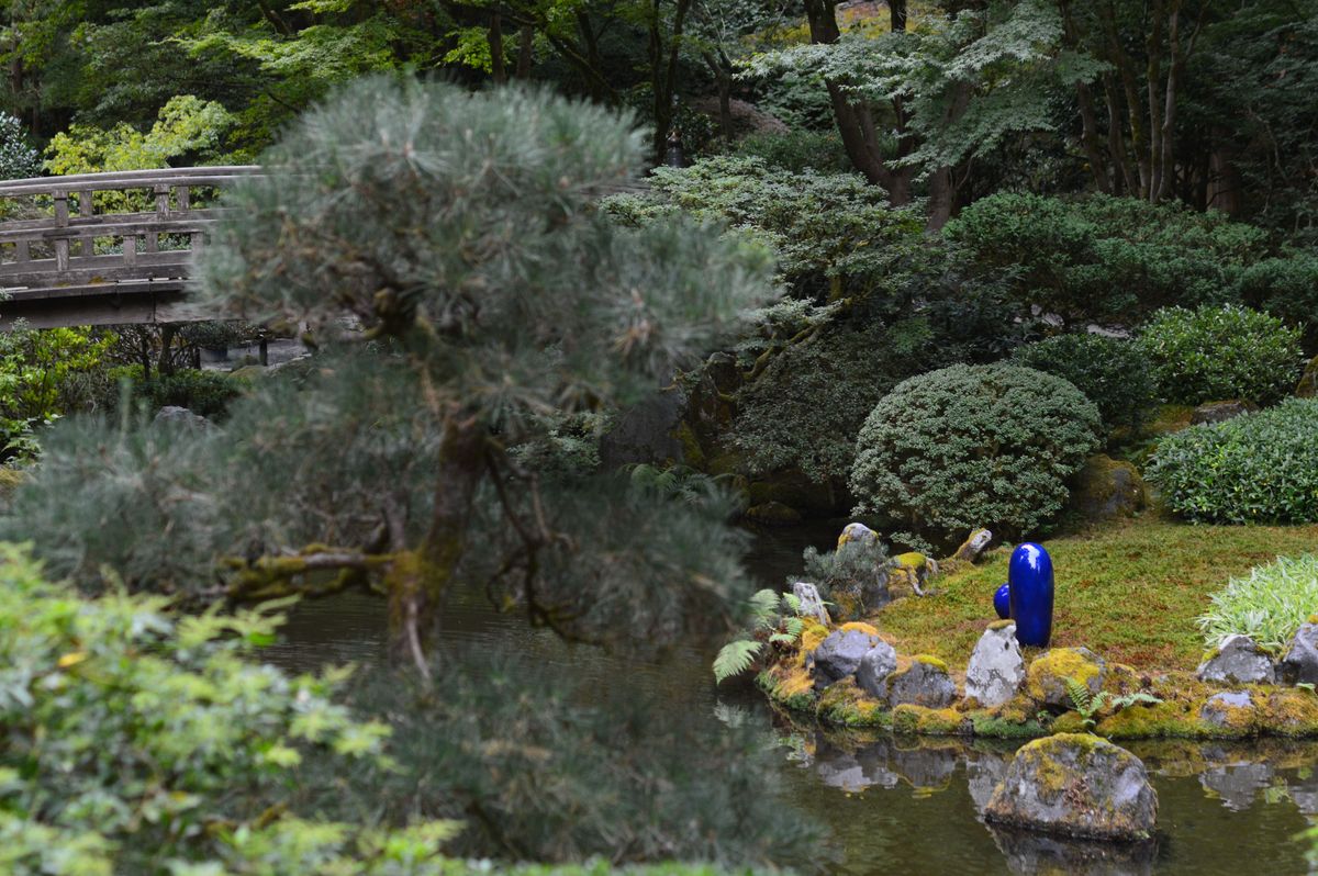 请描写一下一座有神社山径野花大树的山