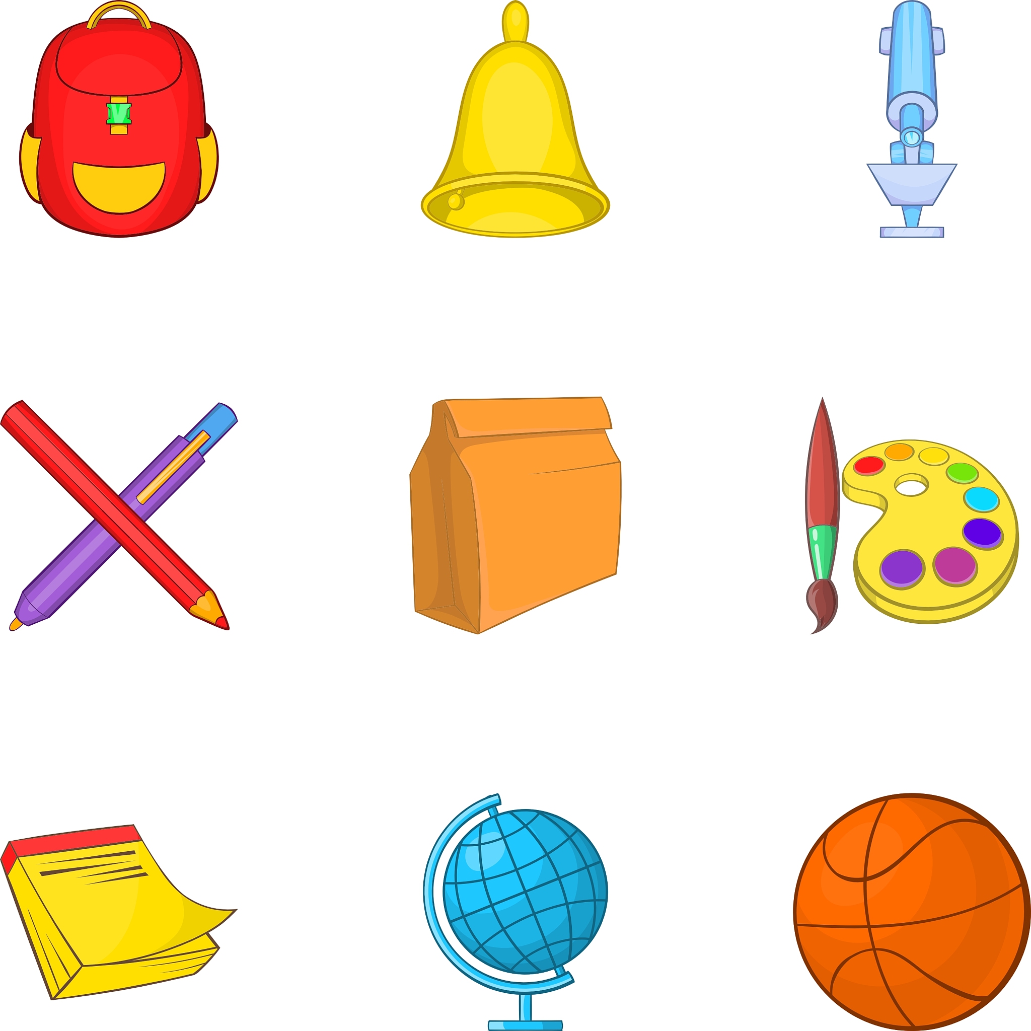 education icons set cartoon style