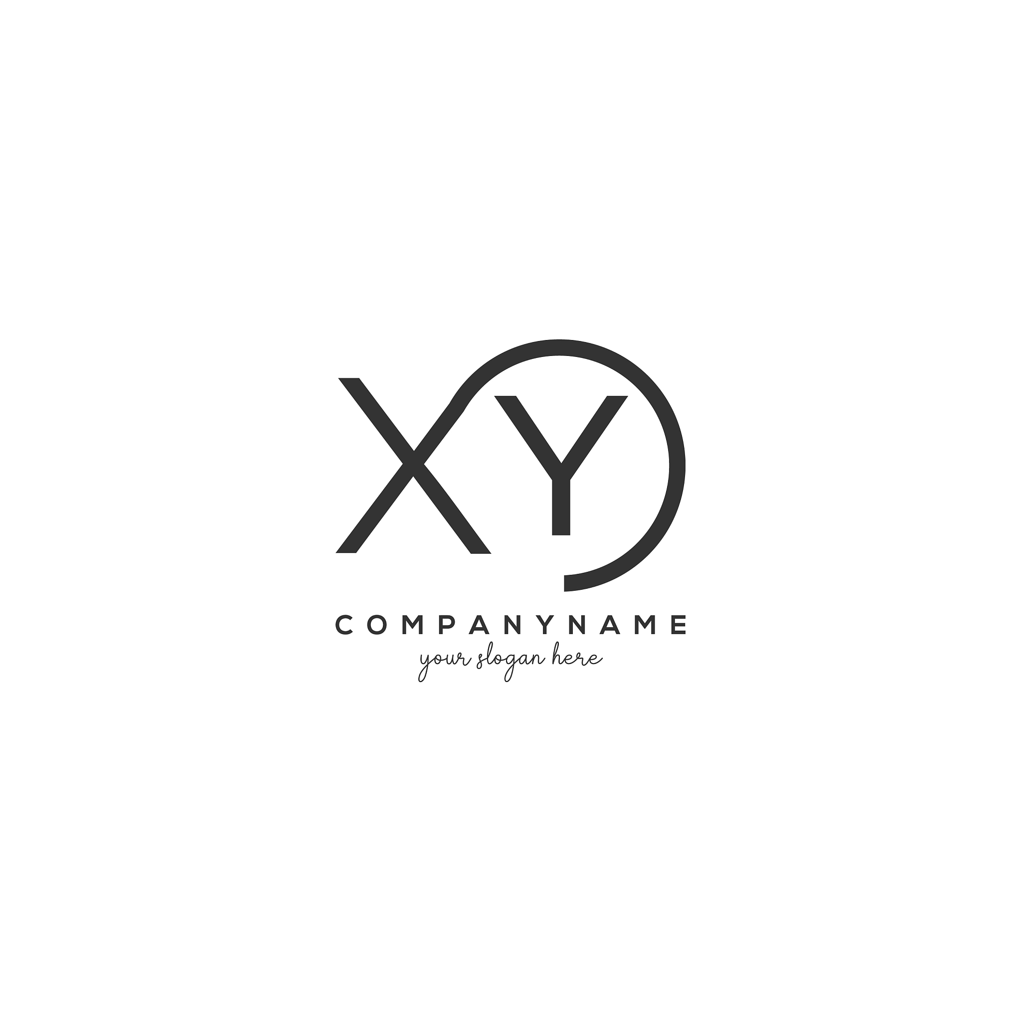initial xy letter logo with circle template