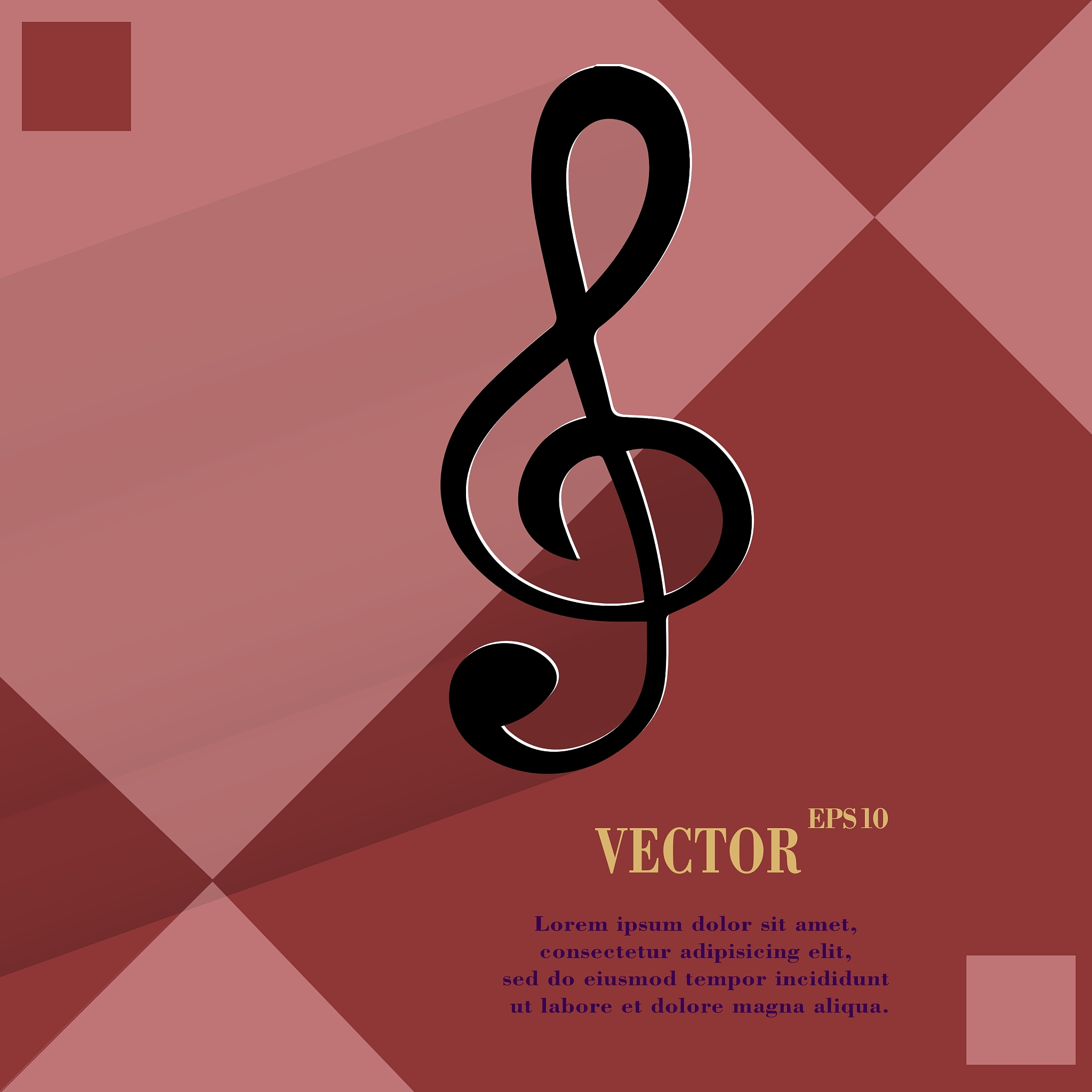music elements notes web icon on a flat geometric