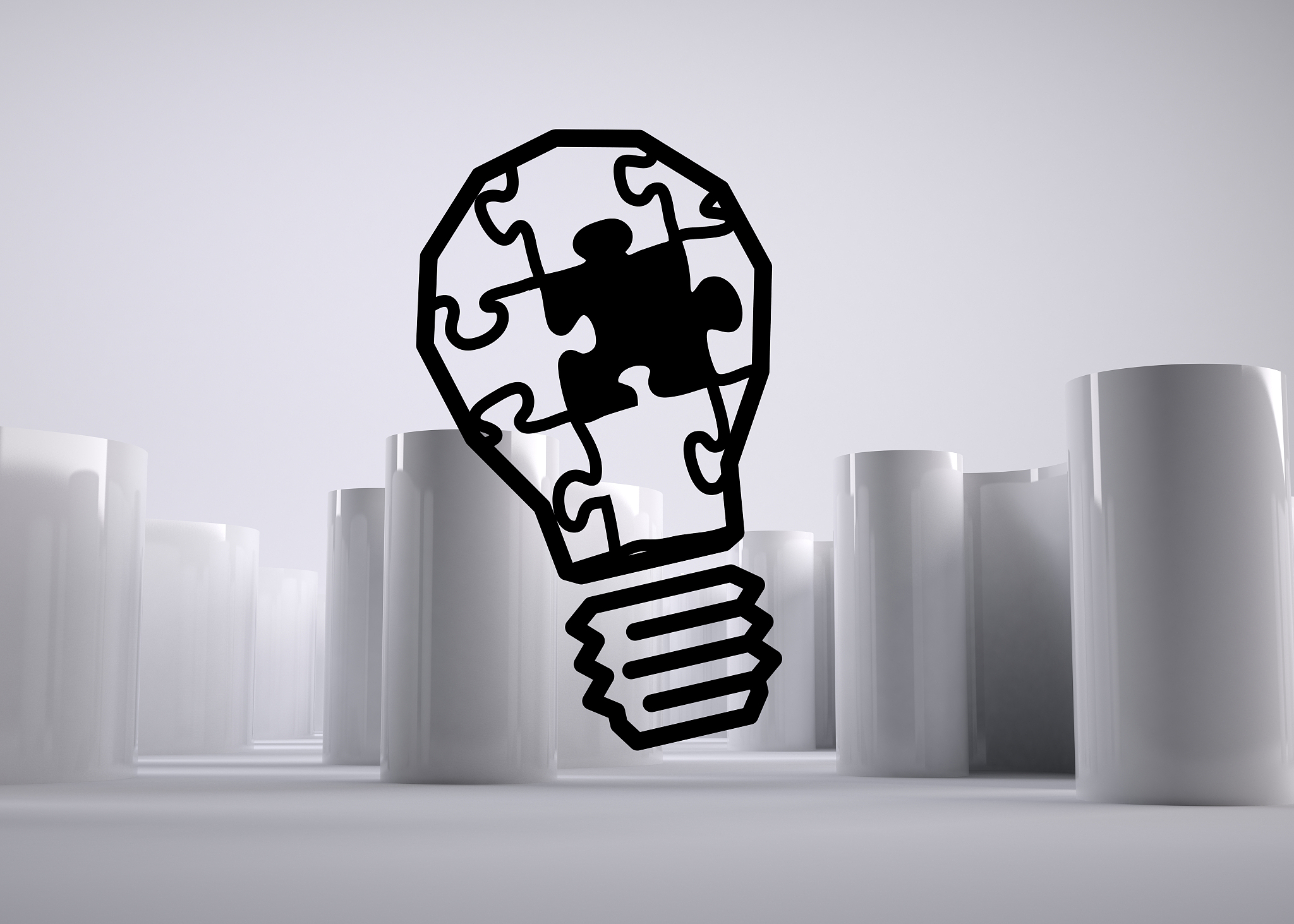 digital image of puzzle light bulb