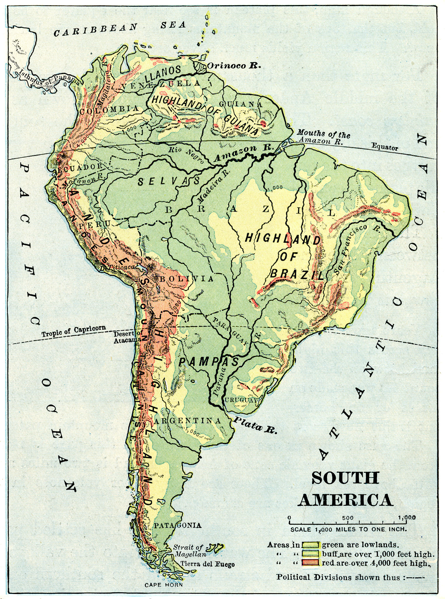 south america map 1892