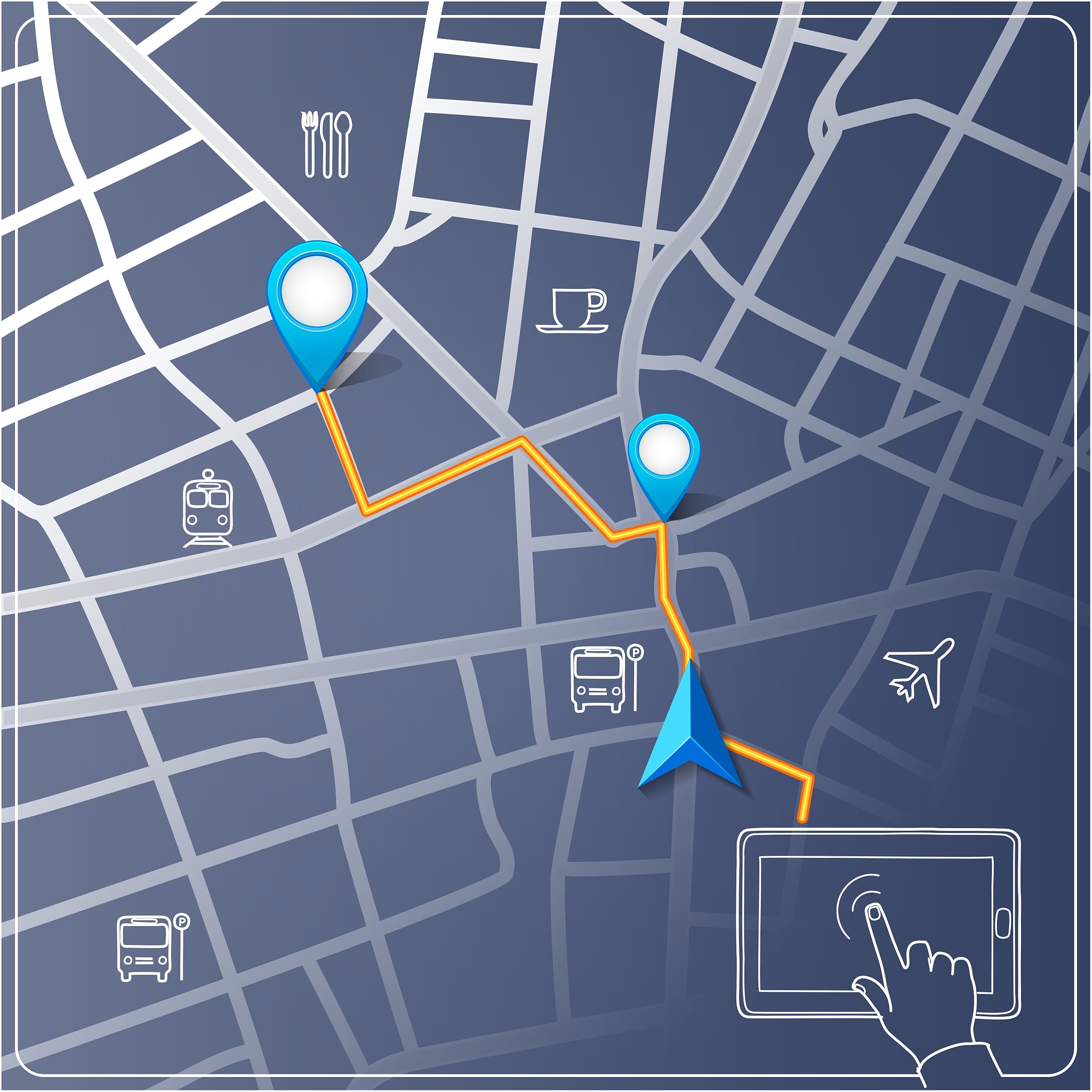 using tablet for street map navigation