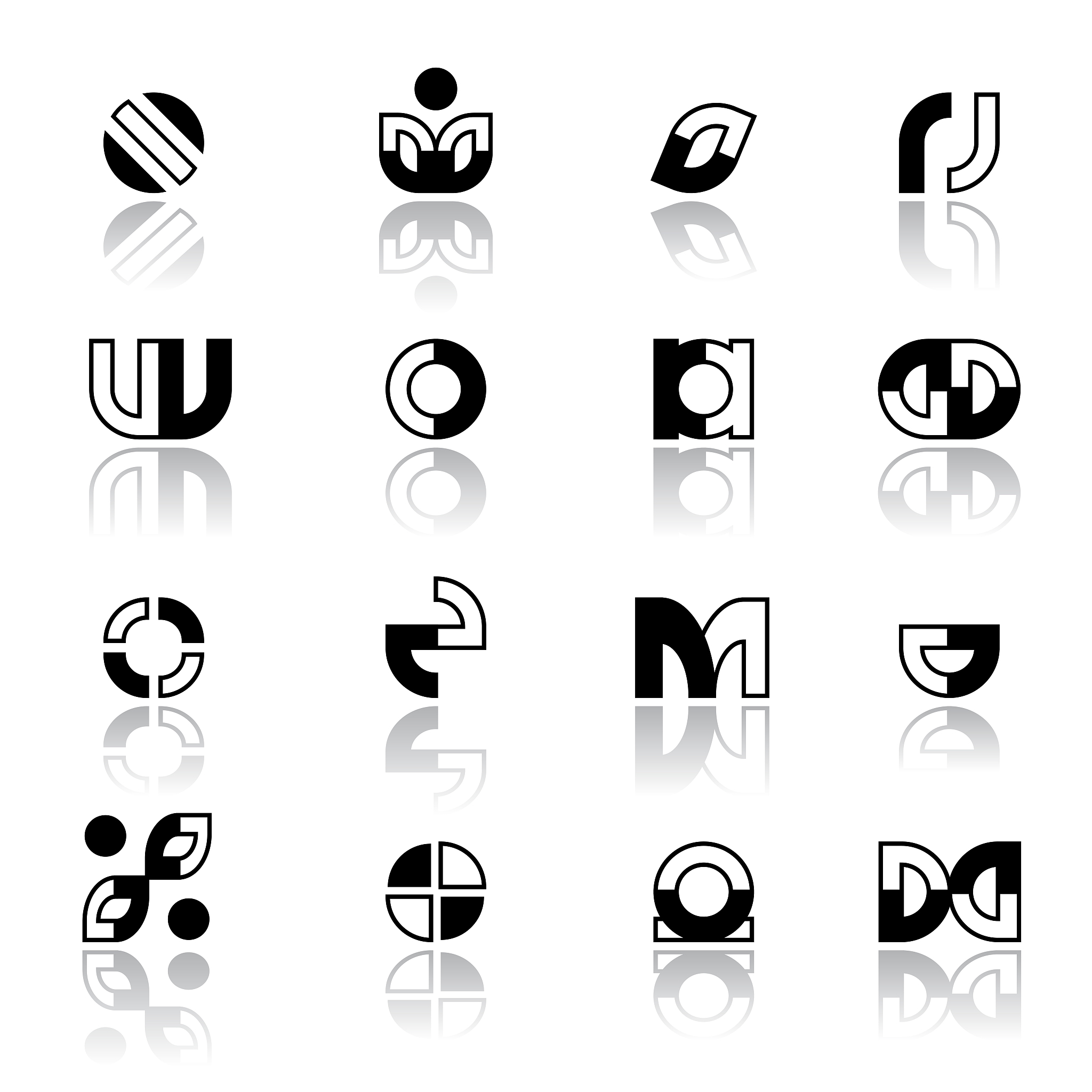 design elements set. abstract black and white icons.