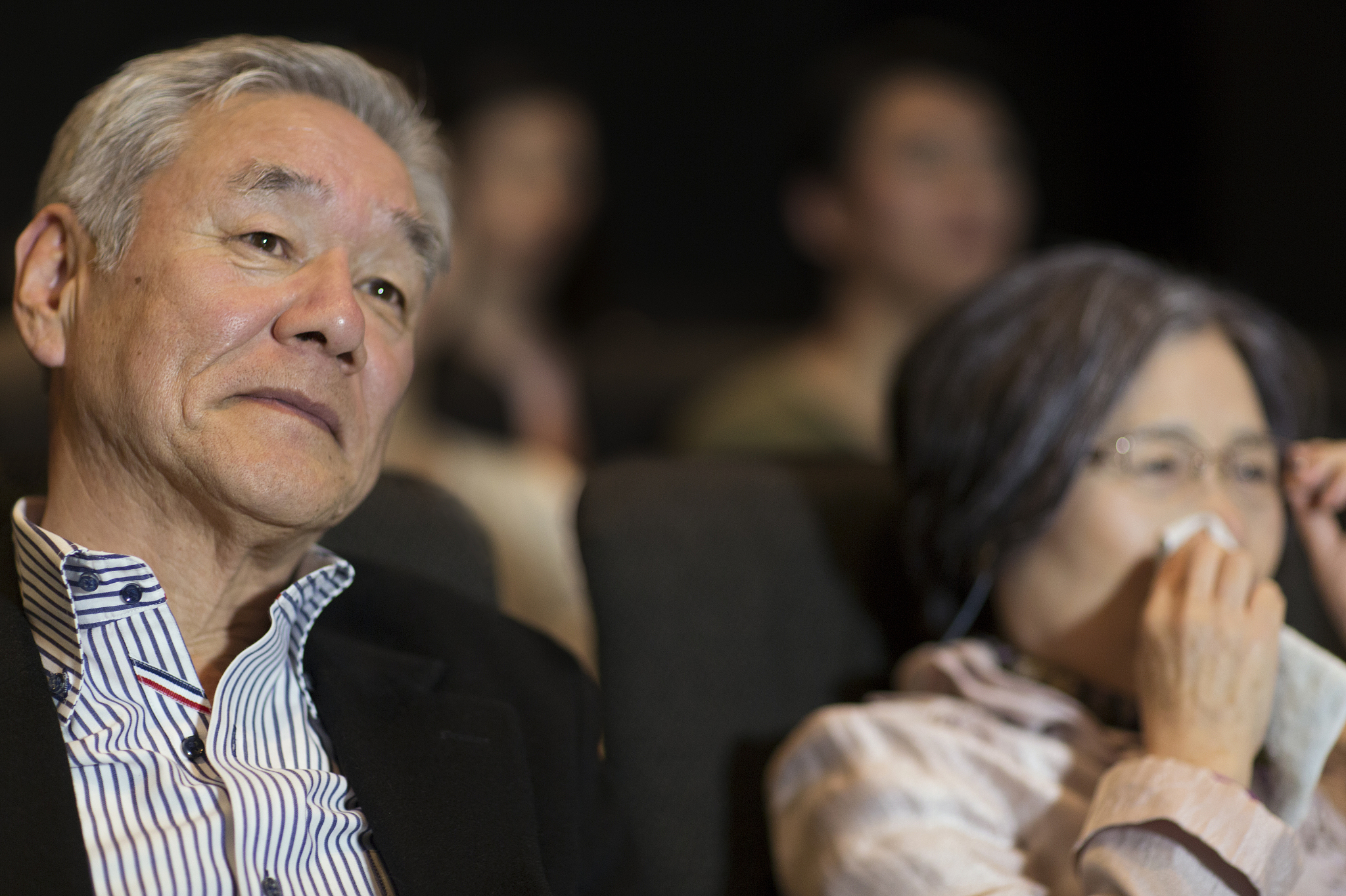 senior couple watching movie