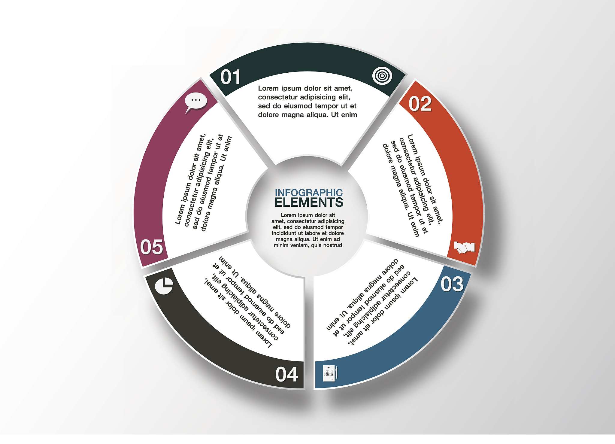 modern business options banner, circle infographics,5 option