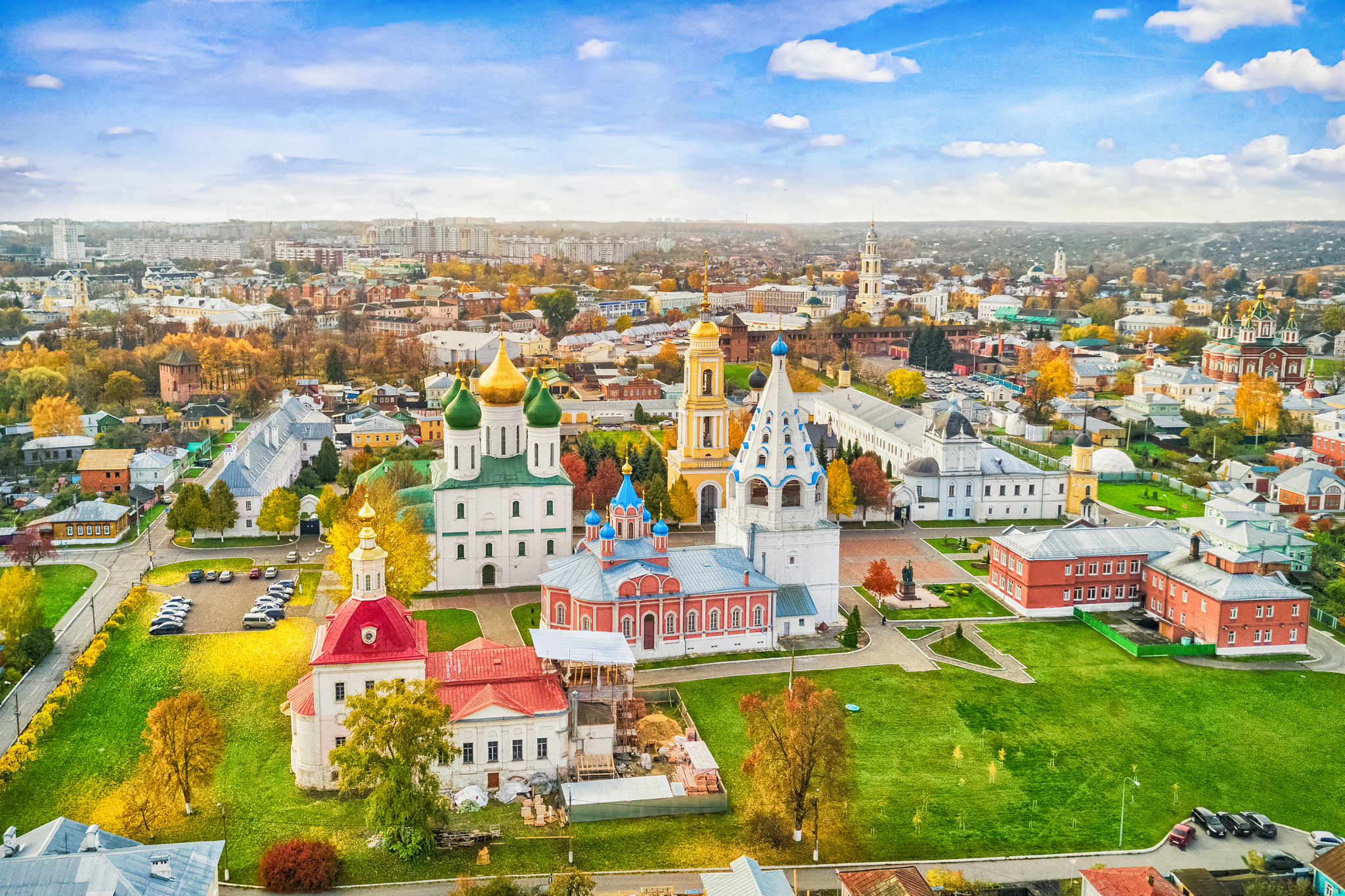 churches in kolomna kremlin (aerial view)