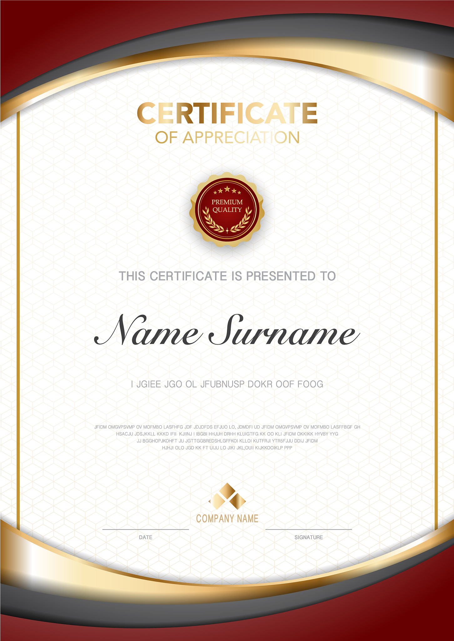 diploma certificate template red and gold color