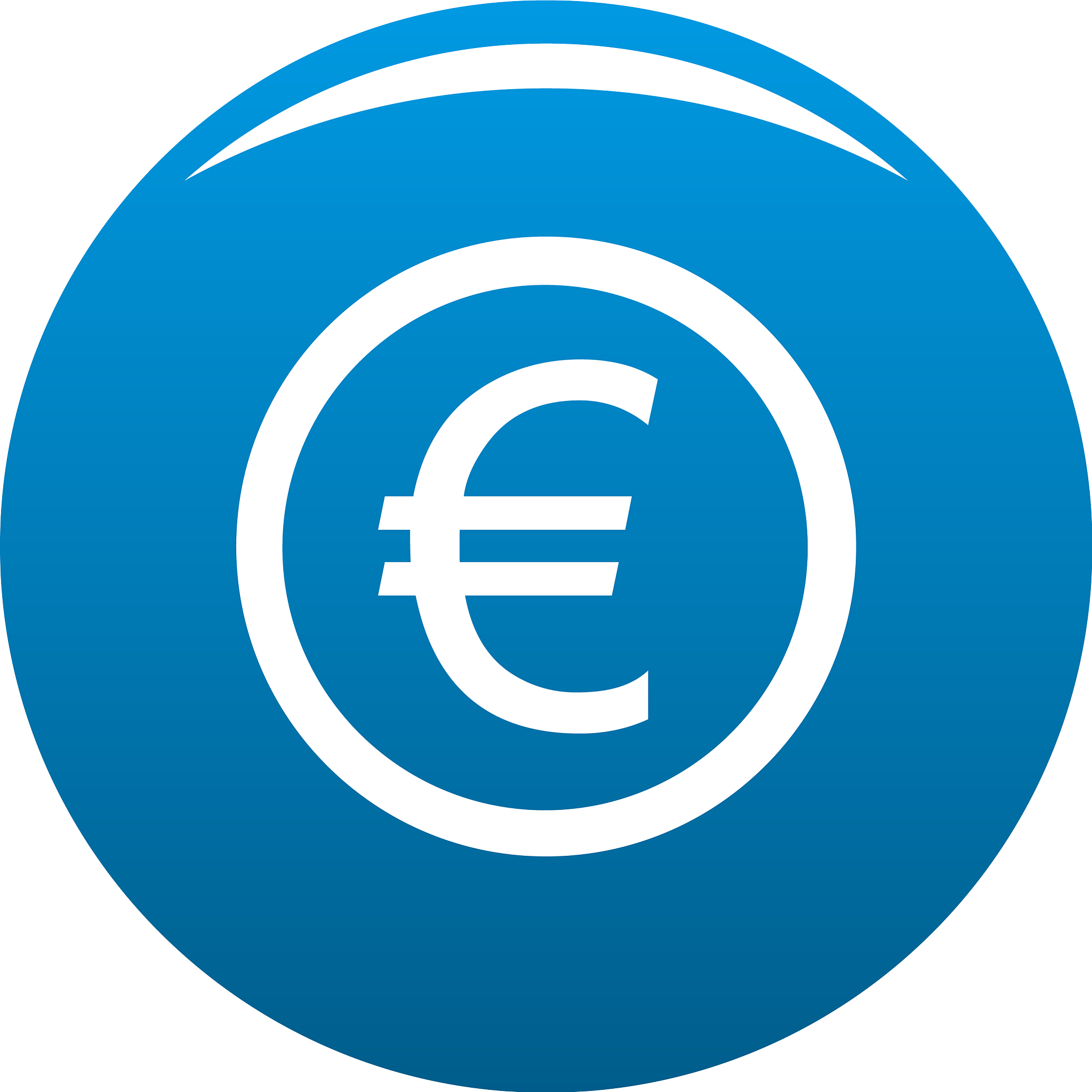 euro symbol icon blue