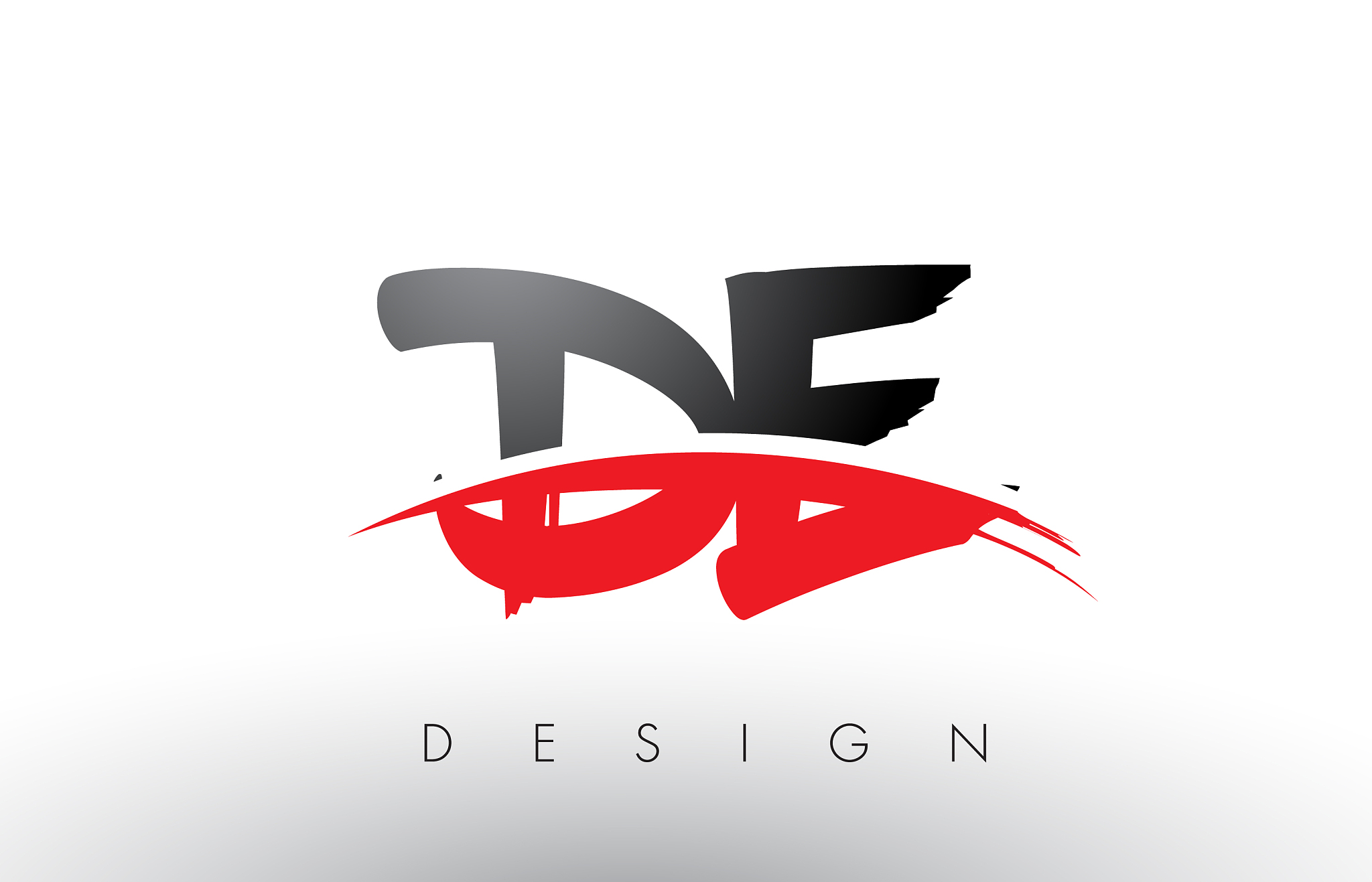 de d e brush logo letters with red and black