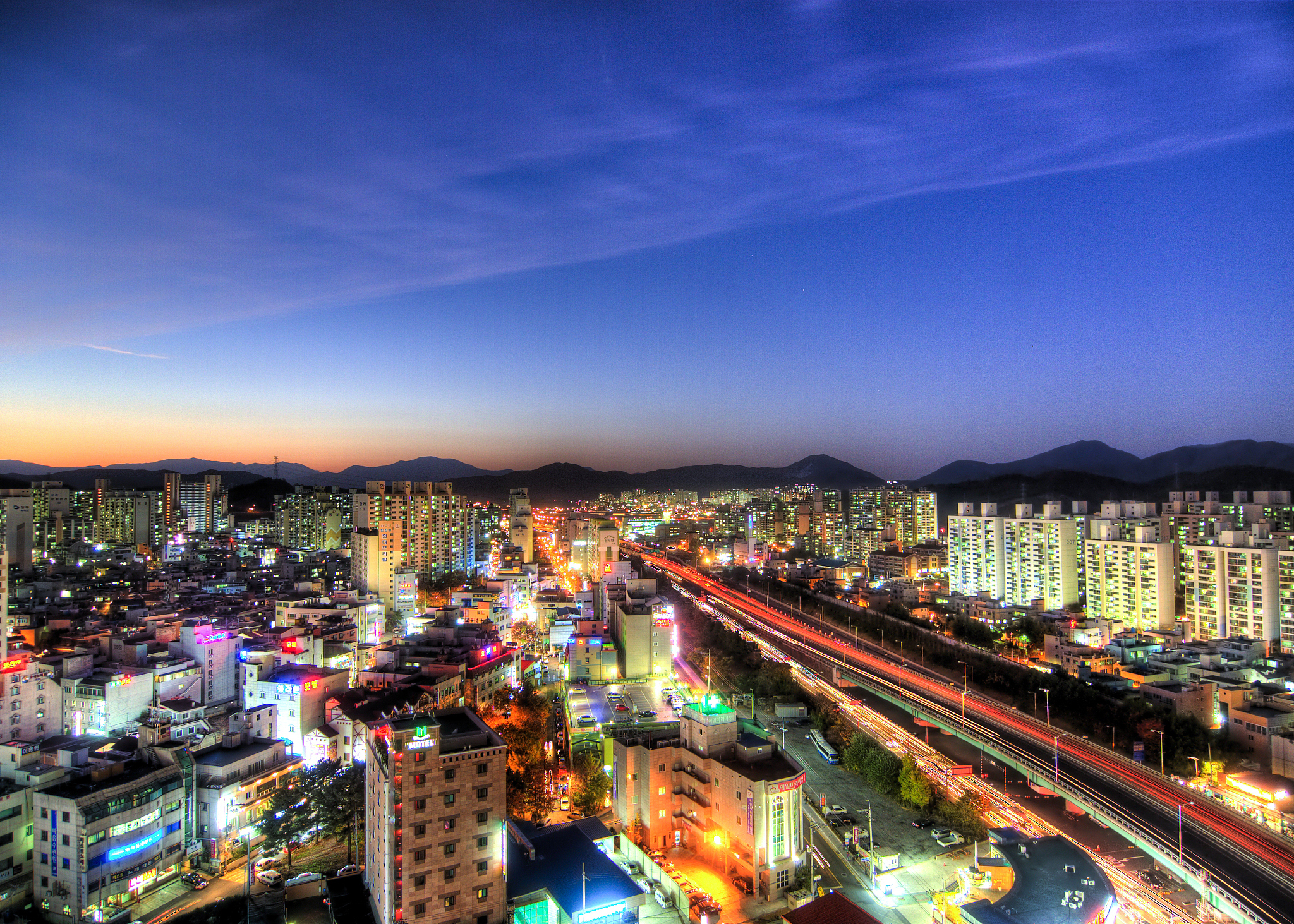 sky view of urban city during evening