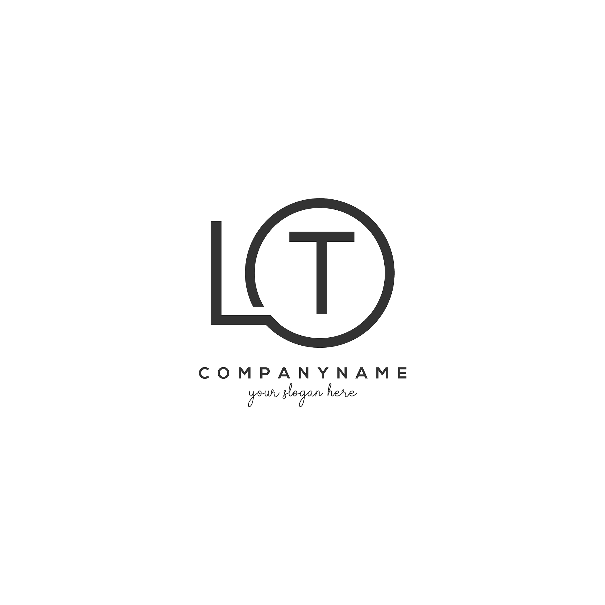 initial lt letter logo with circle template