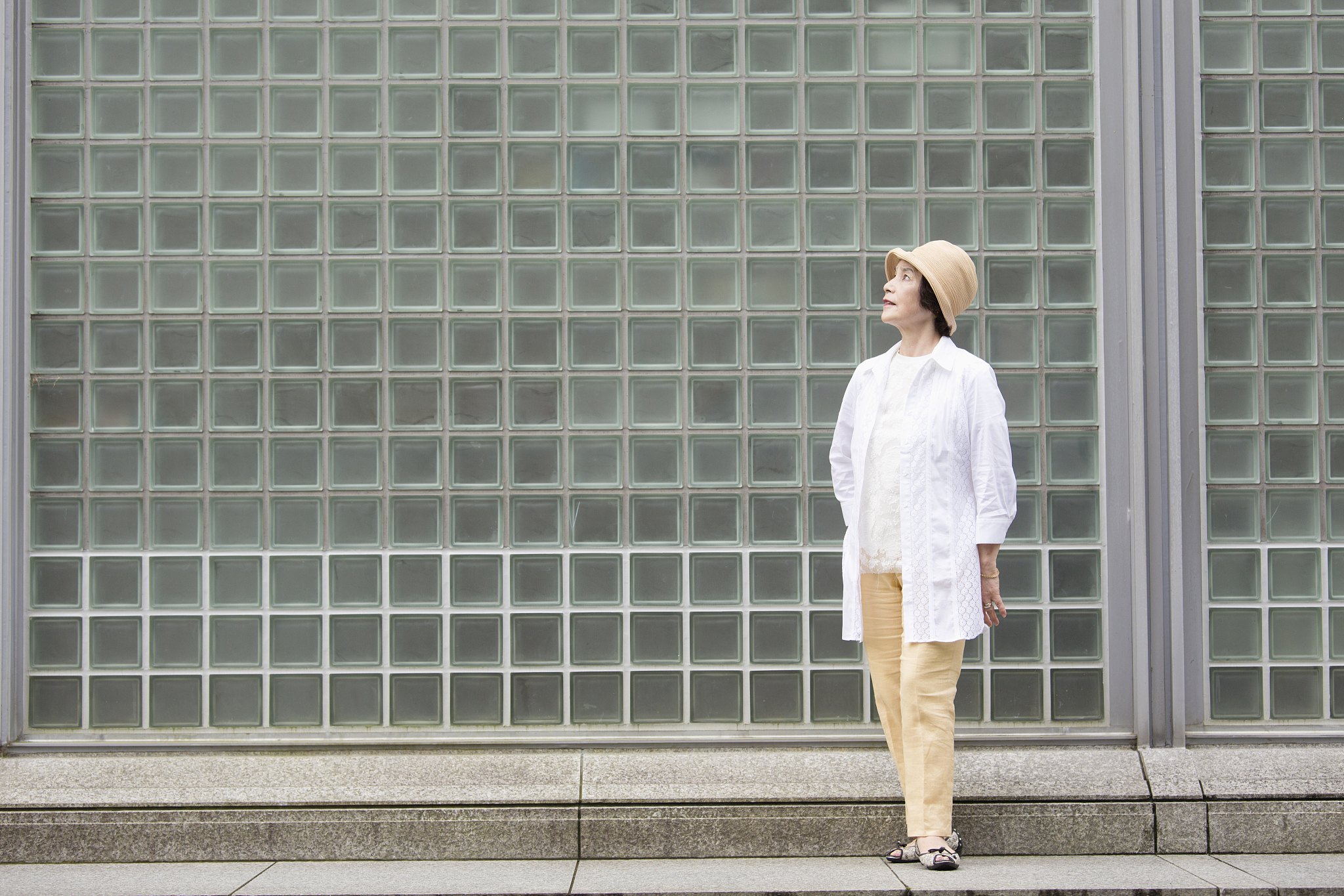 senior woman looking up