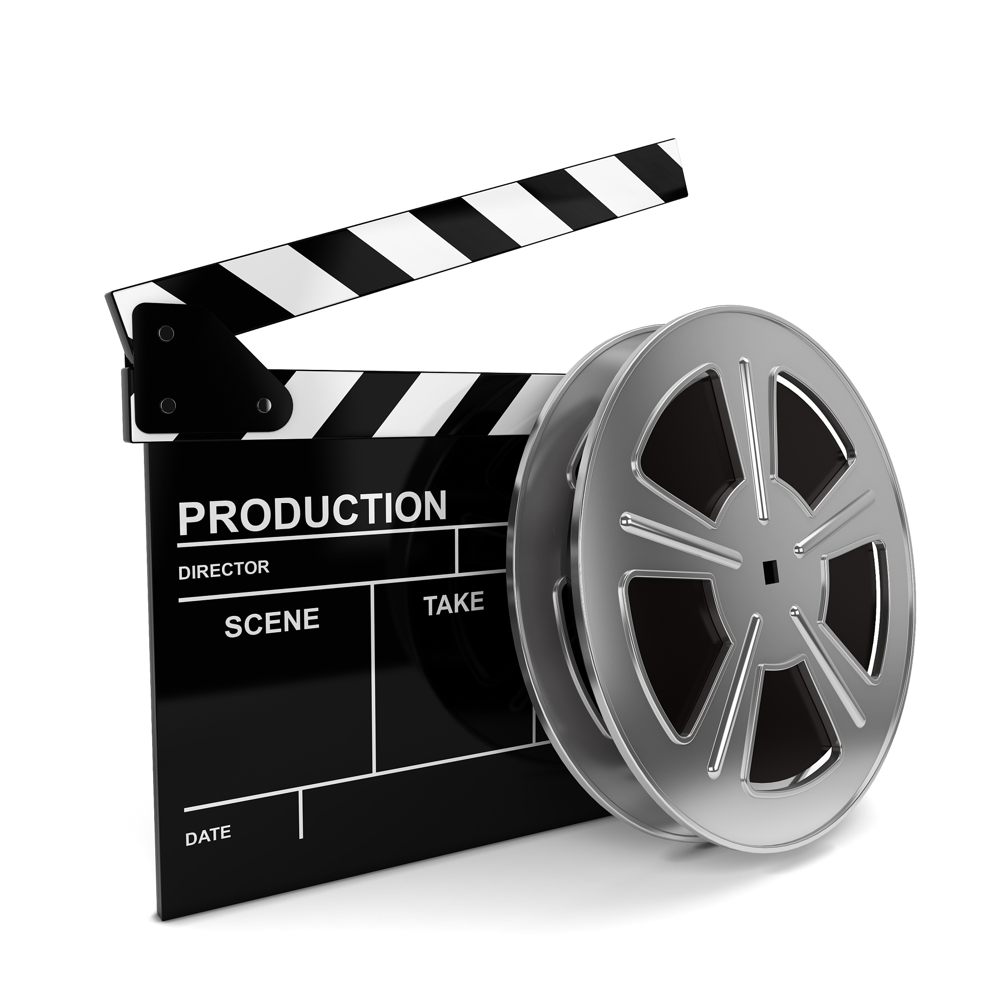 cinema film and clap board